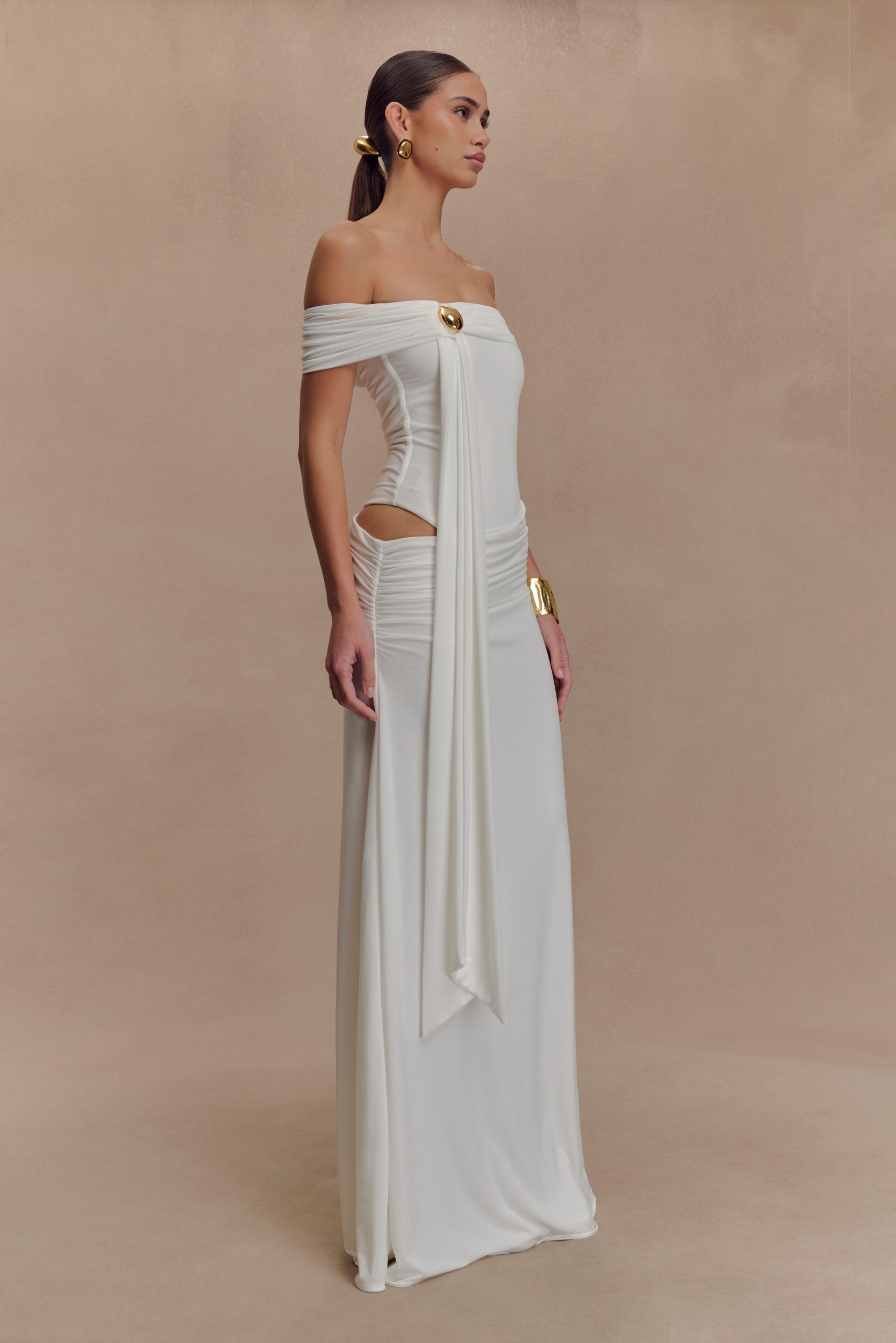 Oliver Slinky Maxi Dress - White - Image 3
