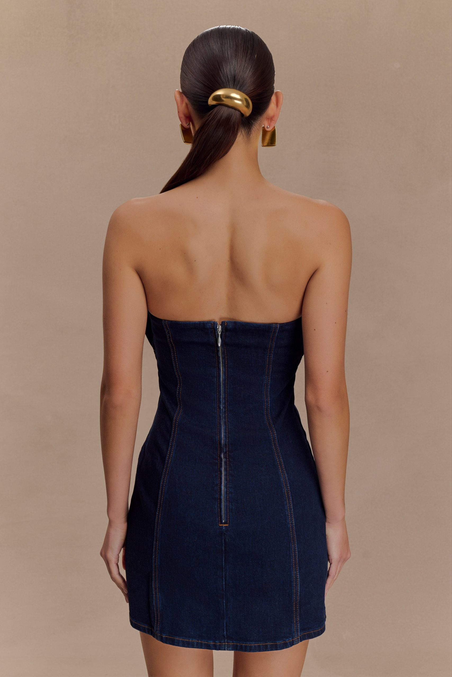 Raesha Frill Denim Mini Dress - Indigo Blue - Image 5