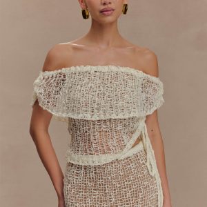 Cordelia Off Shoulder Knit Top - Ivory