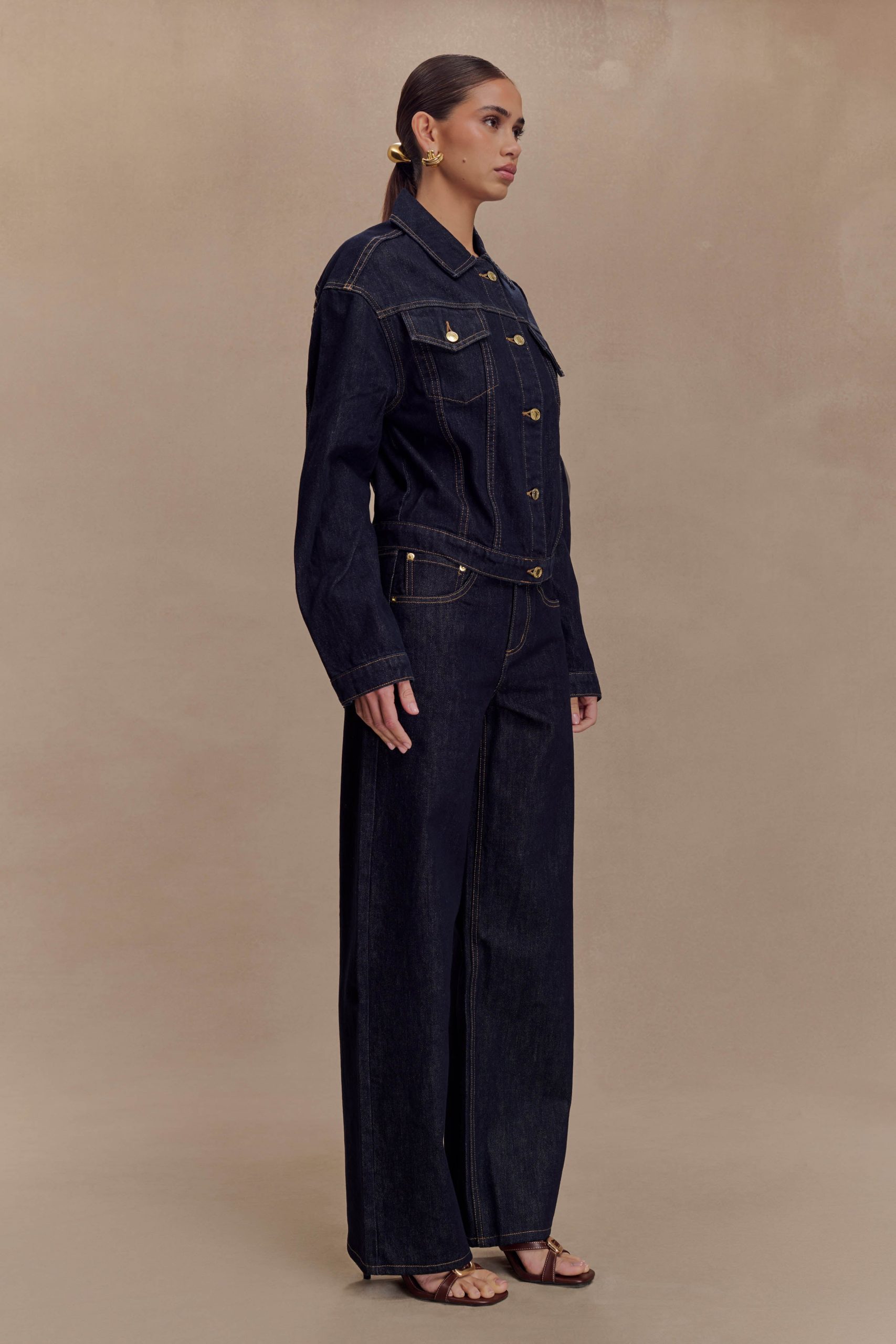 Kirra Cinched Denim Jacket - Washed Indigo Blue - Image 6