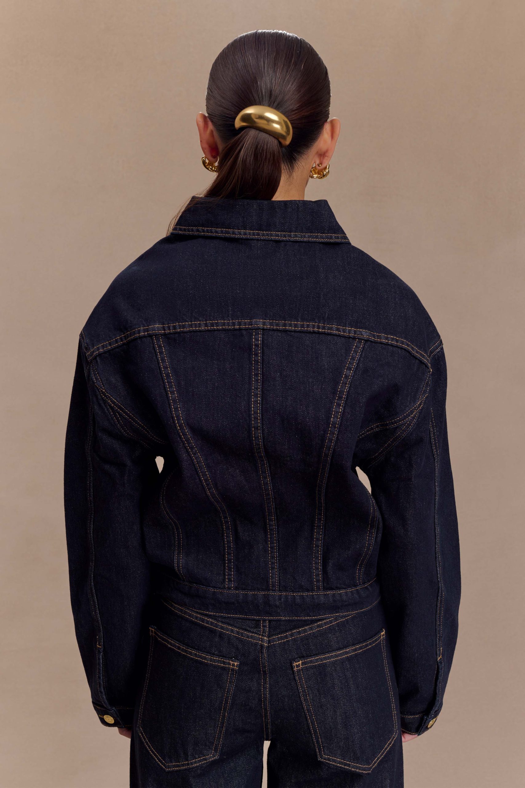 Kirra Cinched Denim Jacket - Washed Indigo Blue - Image 4