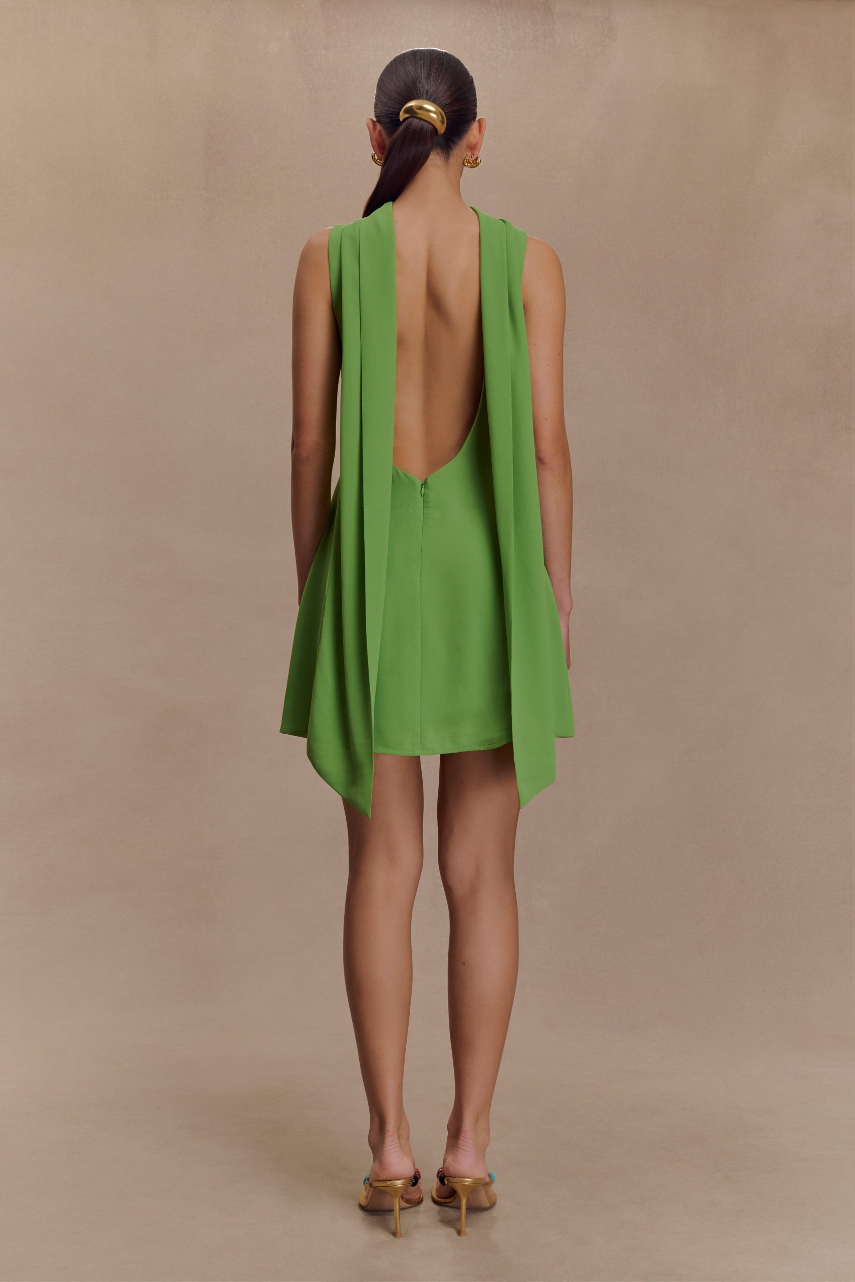 Wynter Scarf Draped Mini Dress - Green - Image 3