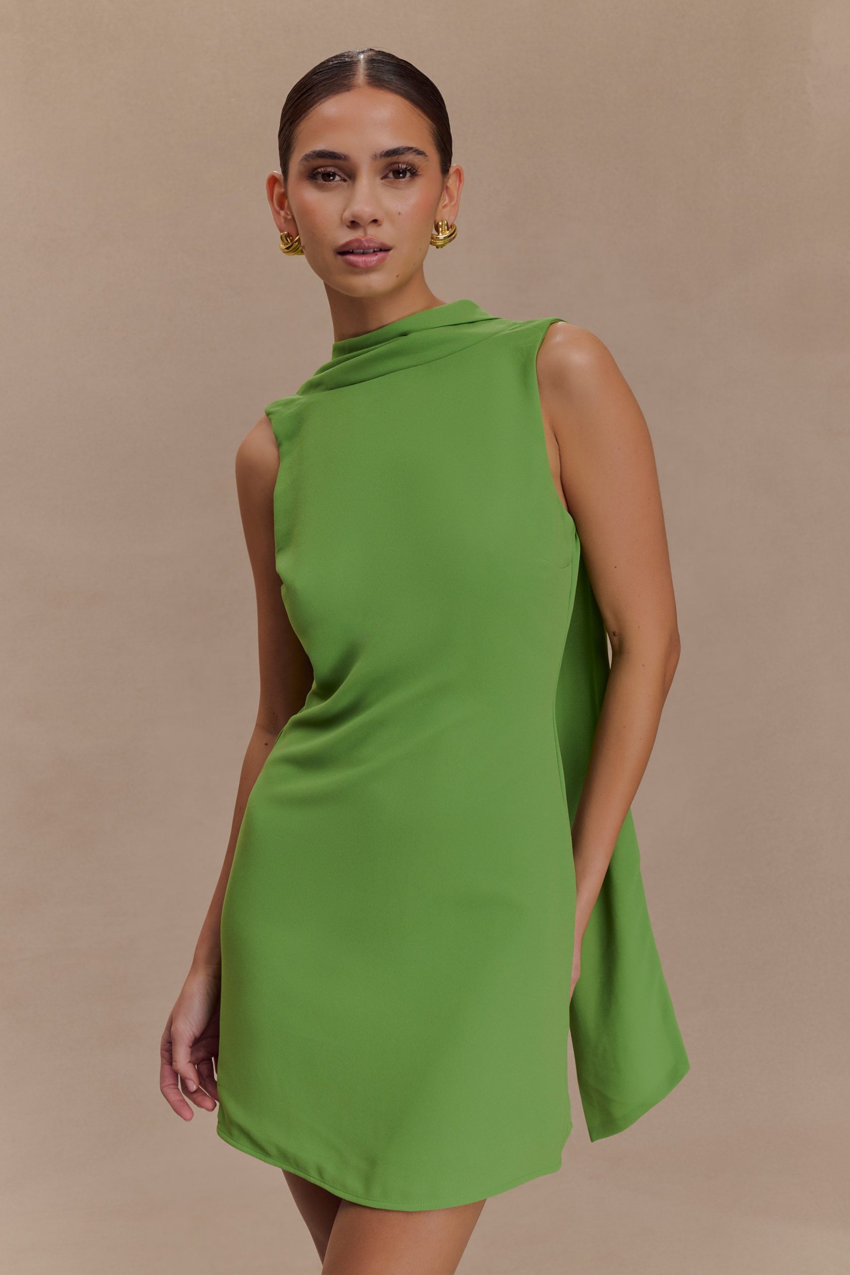 Wynter Scarf Draped Mini Dress - Green - Image 2