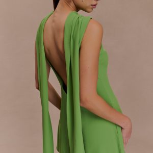 Wynter Scarf Draped Mini Dress - Green