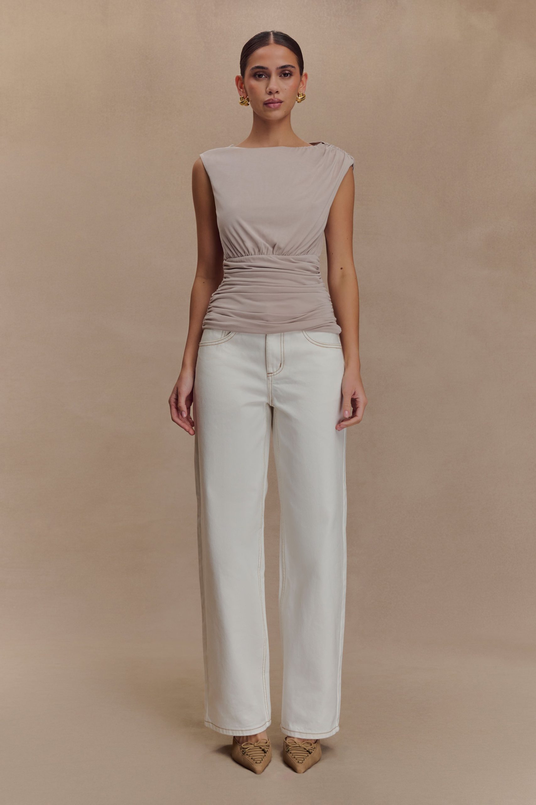 Anthony Short Sleeve Top - Taupe - Image 4