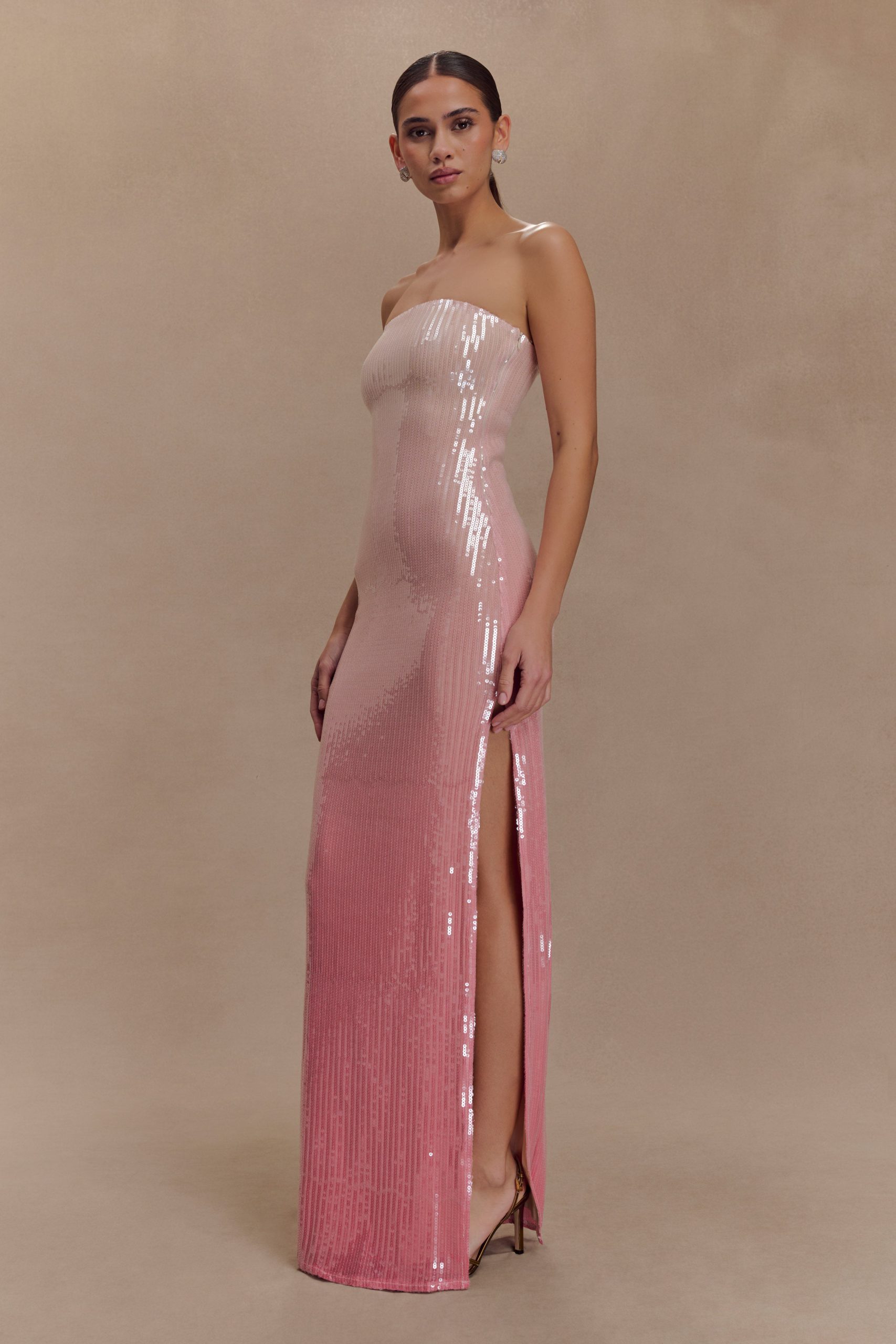 Miranda Strapless Sequin Maxi Dress - Ombre Pink - Image 4