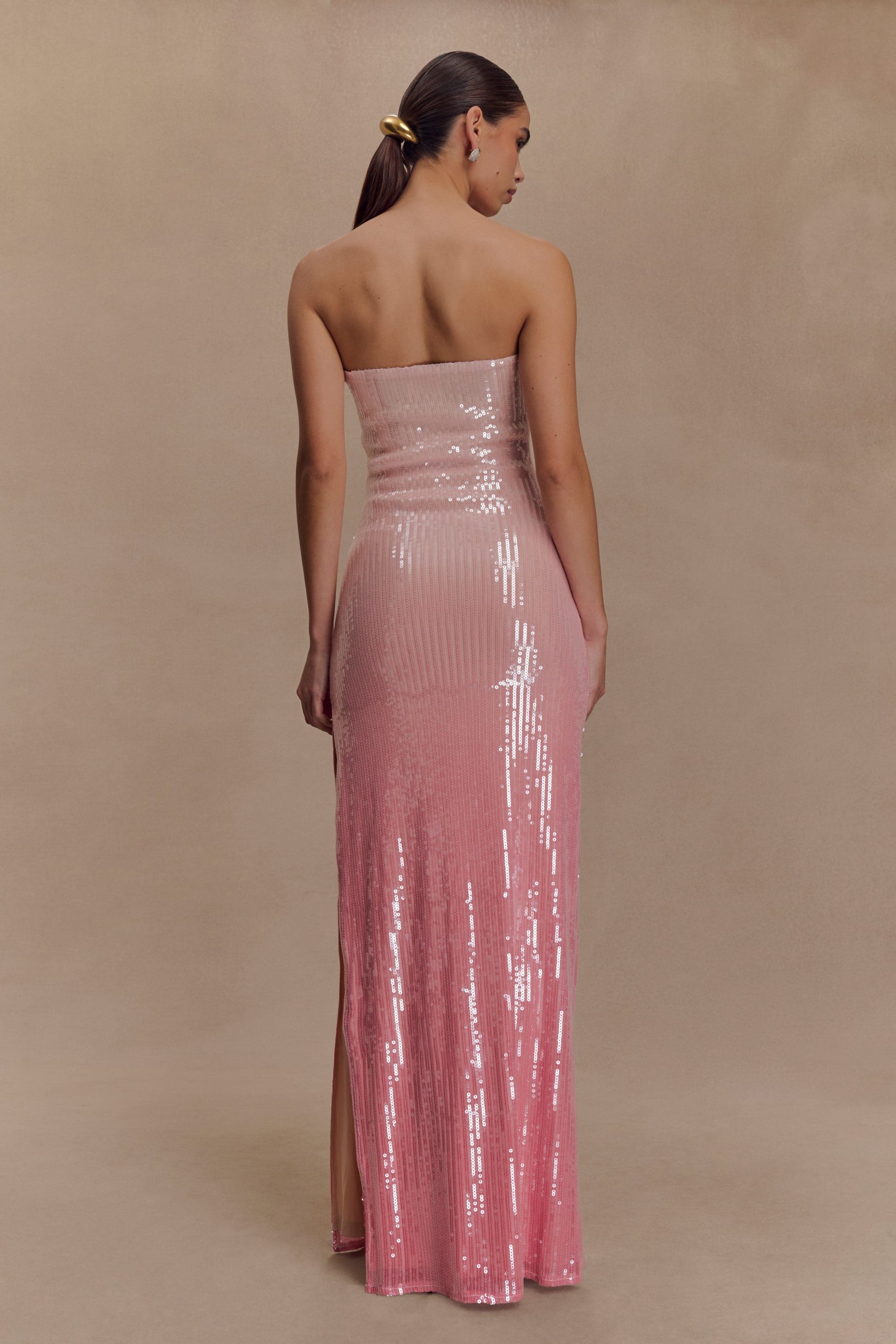 Miranda Strapless Sequin Maxi Dress - Ombre Pink - Image 2