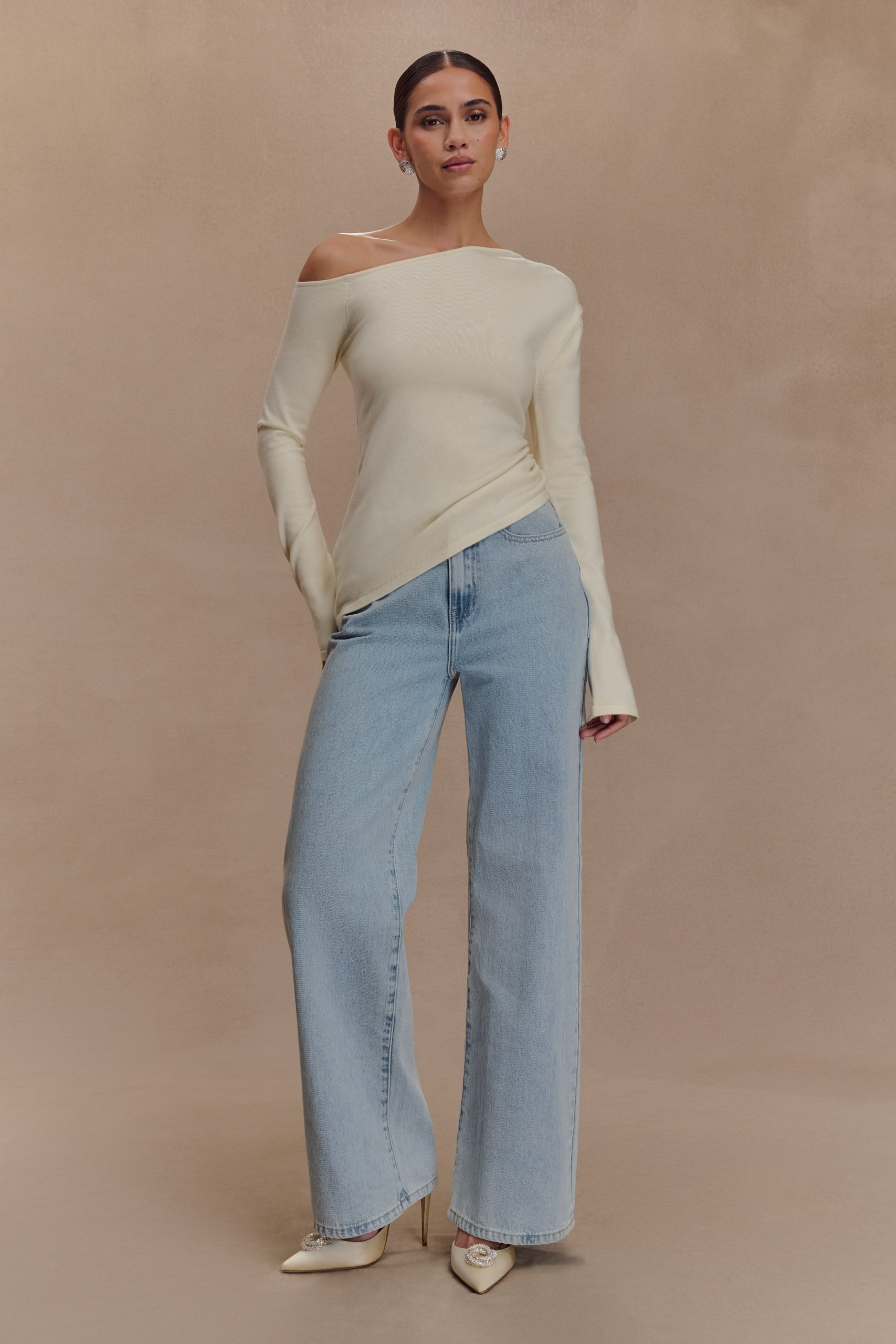Miles Off Shoulder Knit Top - Ivory - Image 5