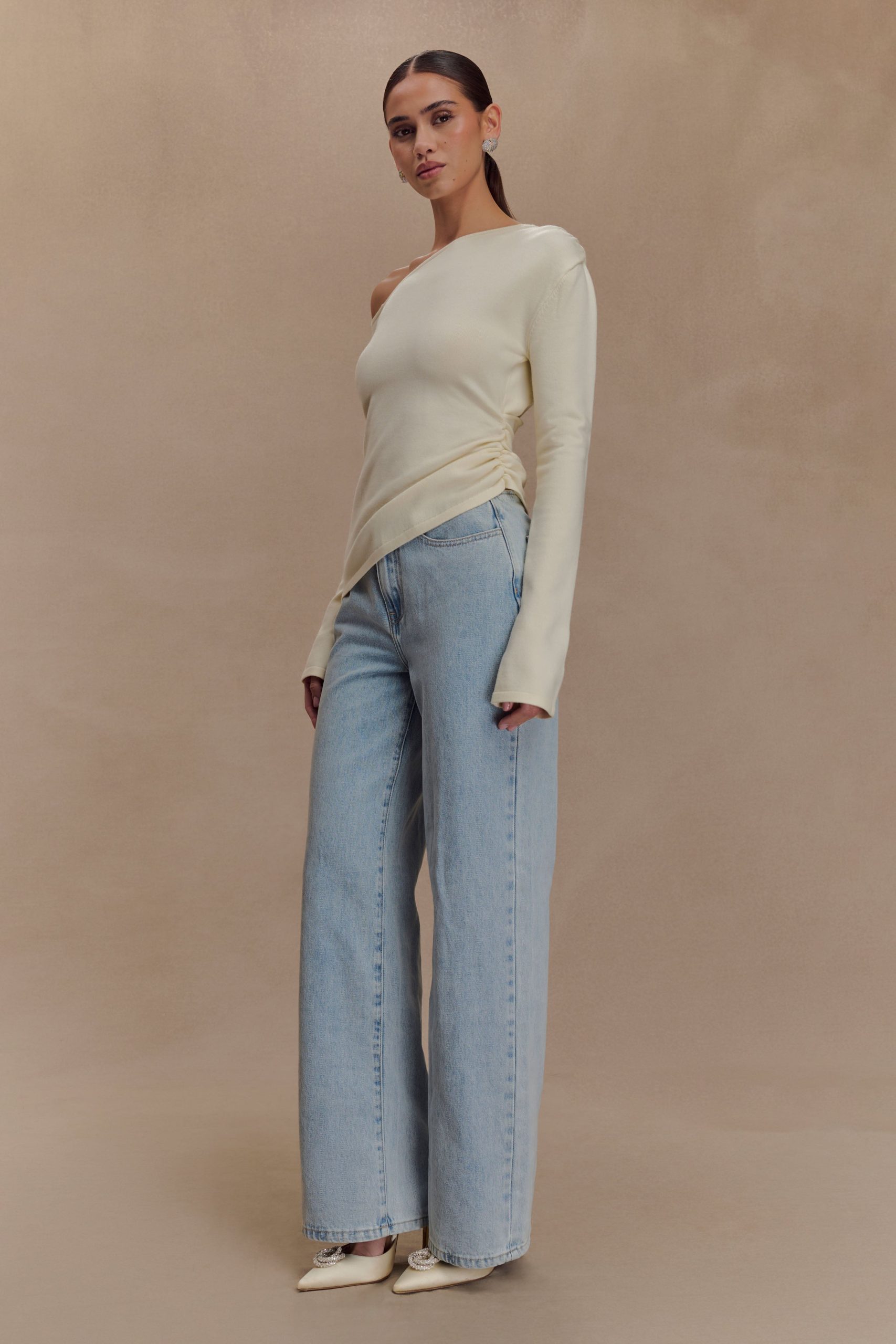 Miles Off Shoulder Knit Top - Ivory - Image 7