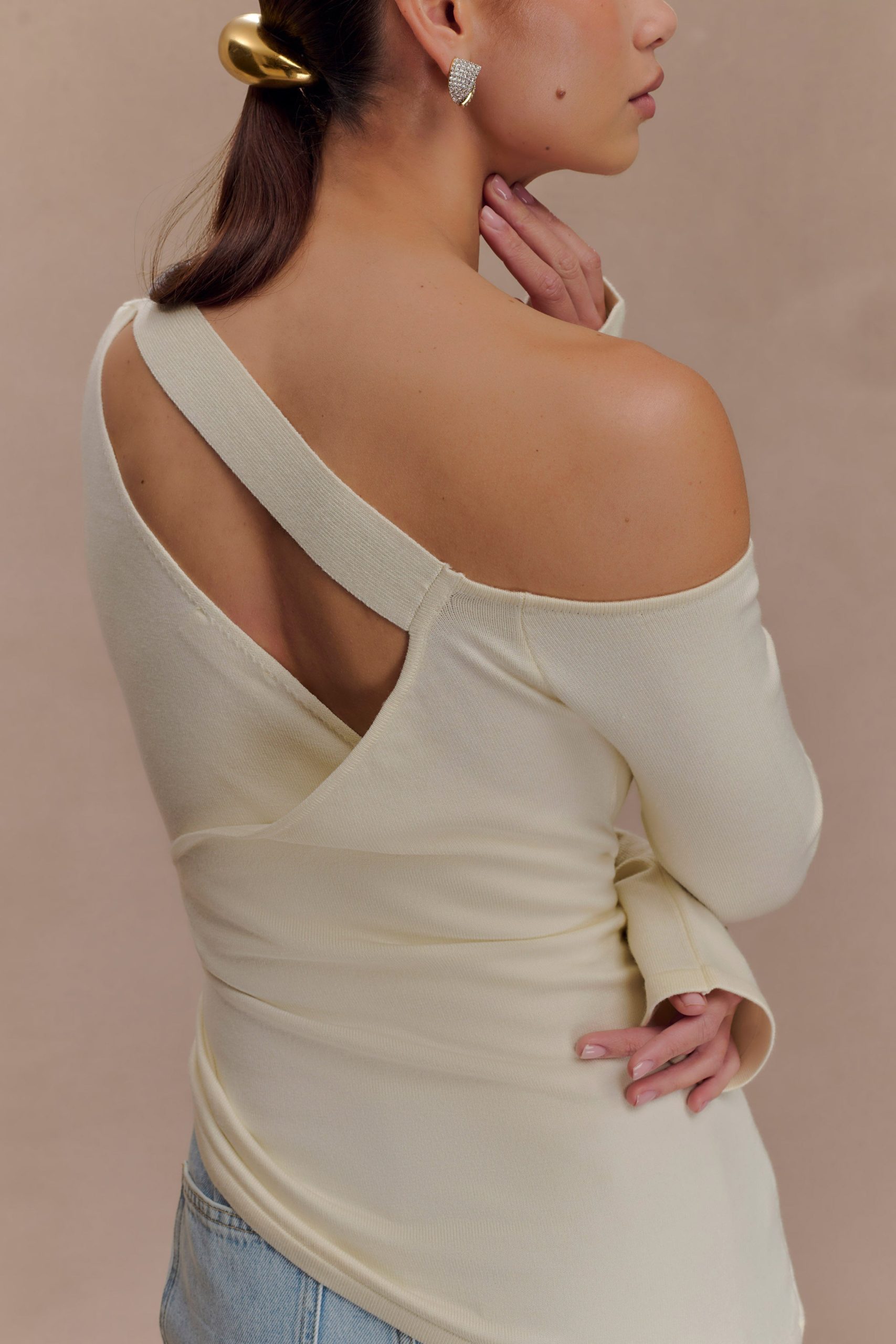 Miles Off Shoulder Knit Top - Ivory - Image 4