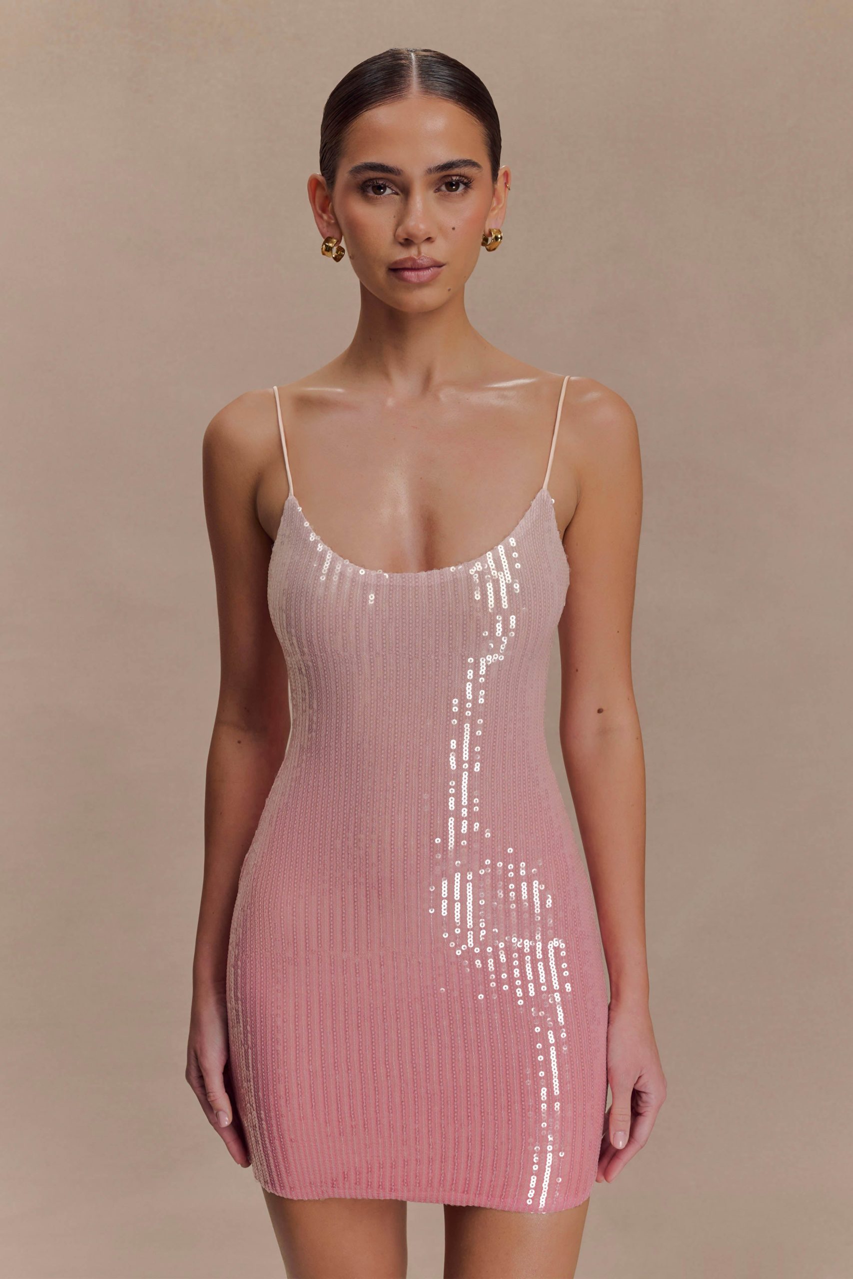 Mora Sequin Mini Dress - Ombre Pink - Image 5