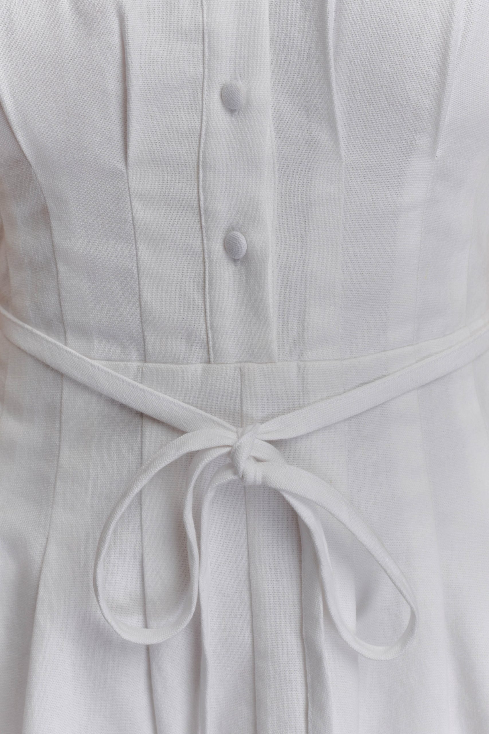 Aysha Buttoned Linen Mini Dress - White - Image 5