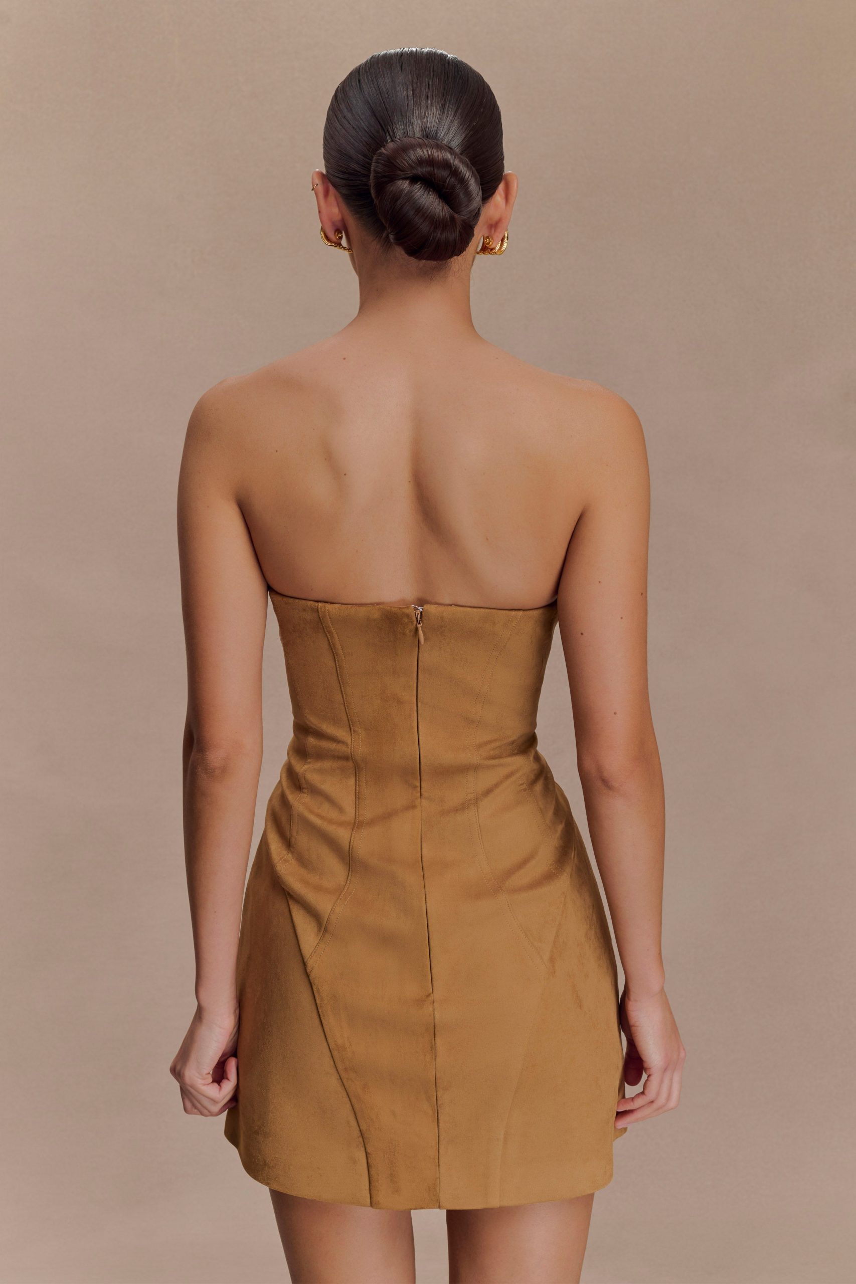 Andy Faux Suede Mini Dress - Camel - Image 4