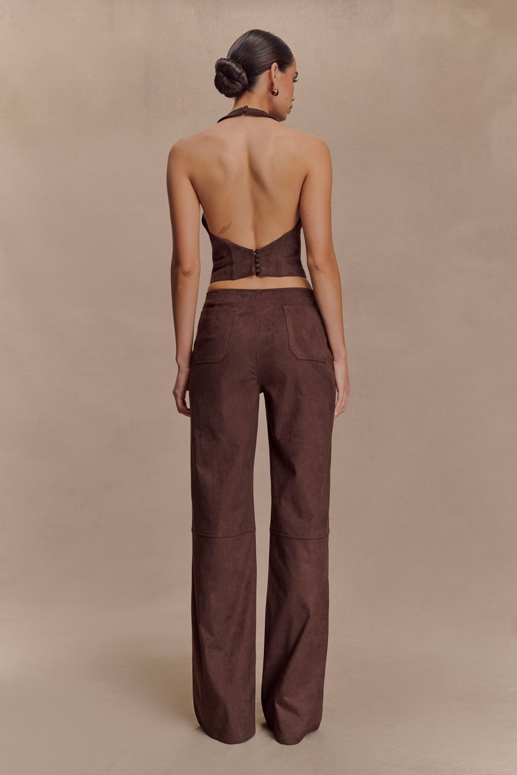 Logan Faux Suede Halter Top - Dark Chocolate - Image 6