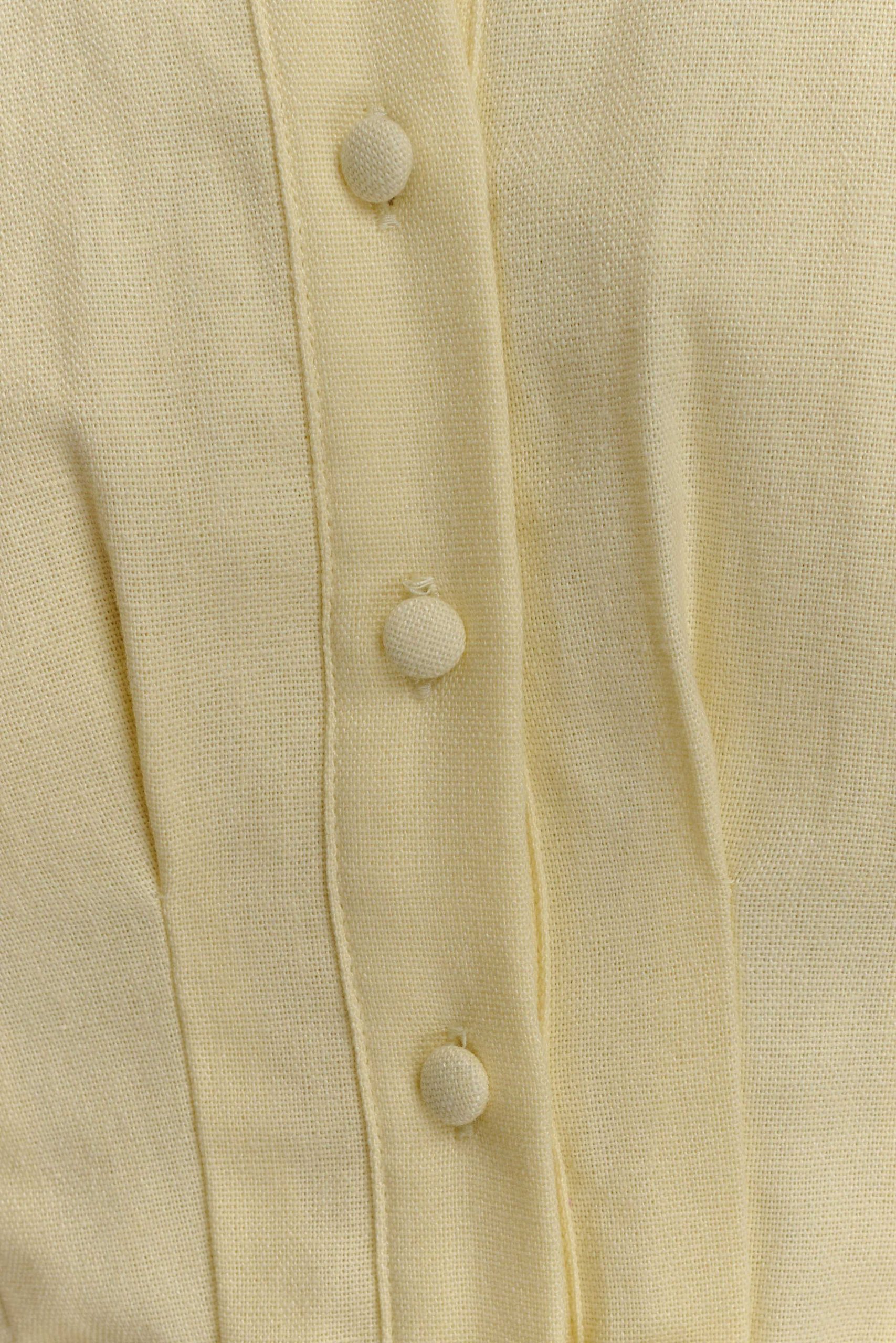 Aysha Buttoned Linen Mini Dress - Lemon - Image 6