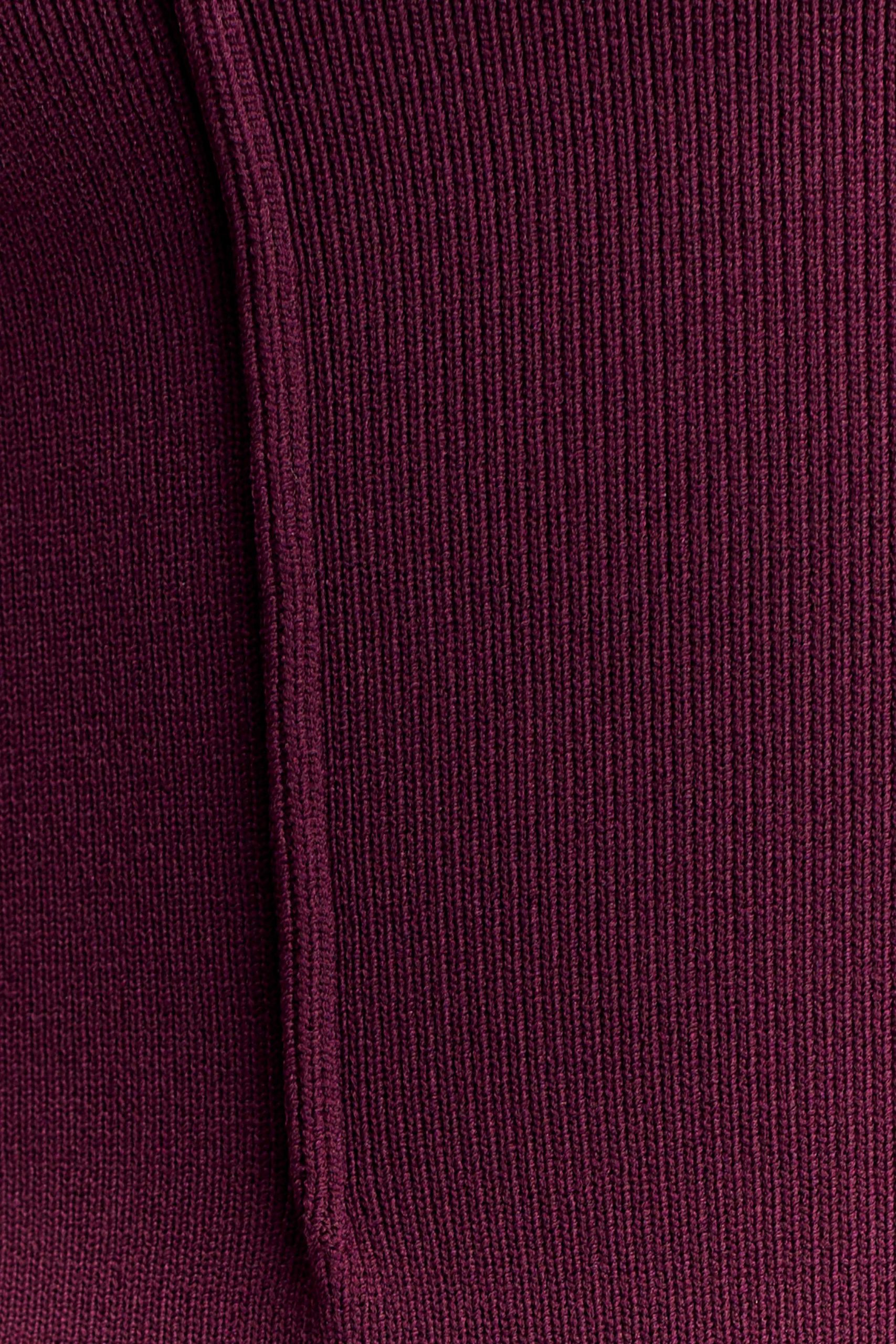 Romaine High Neck Bandage Knit Top - Wine - Image 7