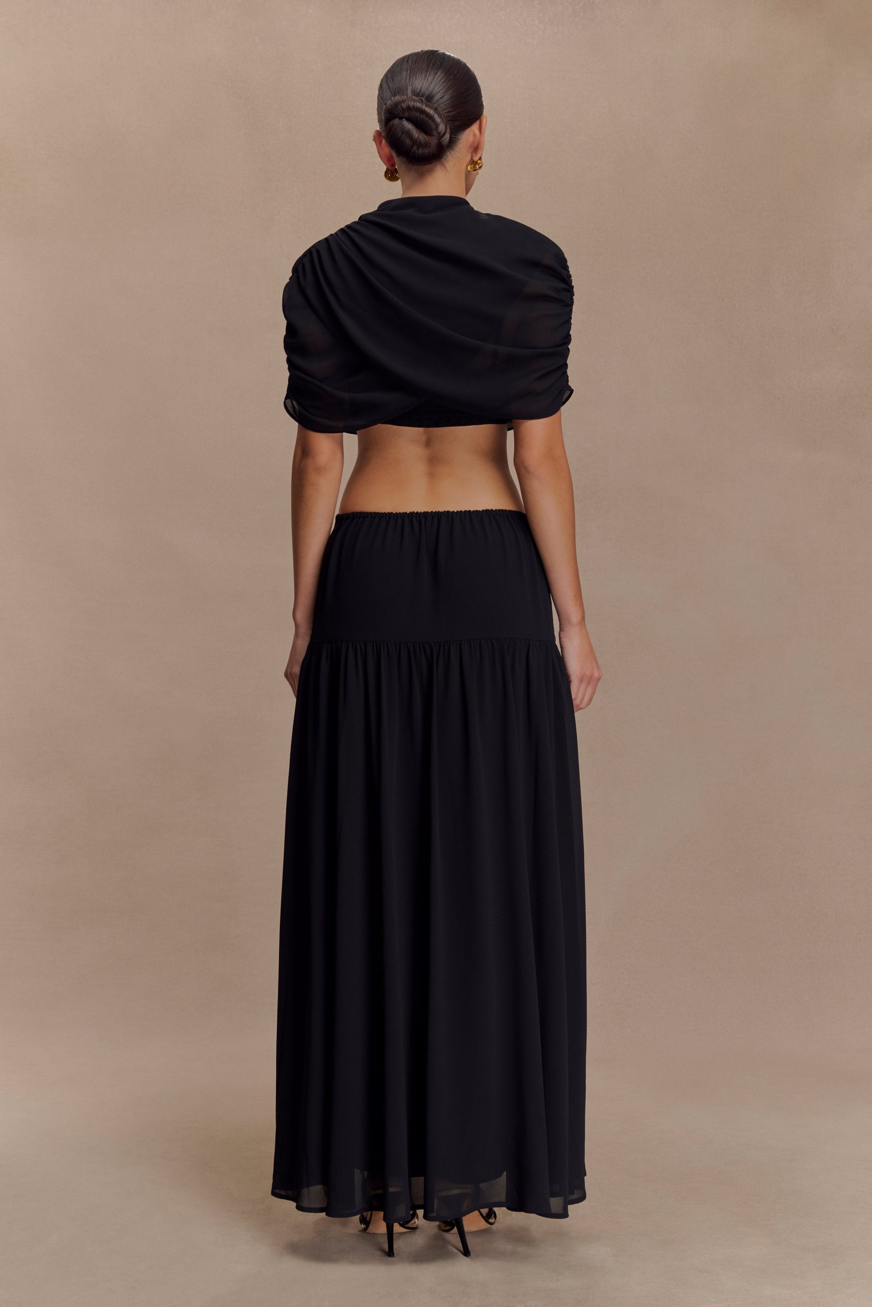 Georgina Chiffon Midi Dress - Black - Image 2