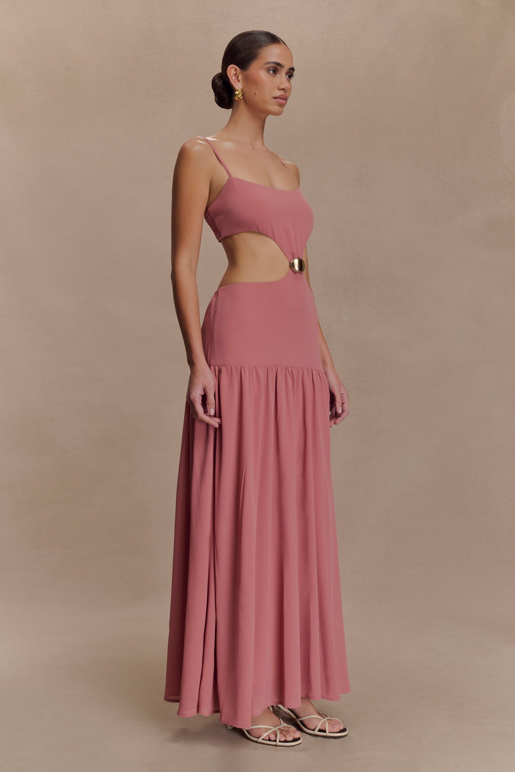 Georgina Chiffon Midi Dress - Burnt Rose - Image 10
