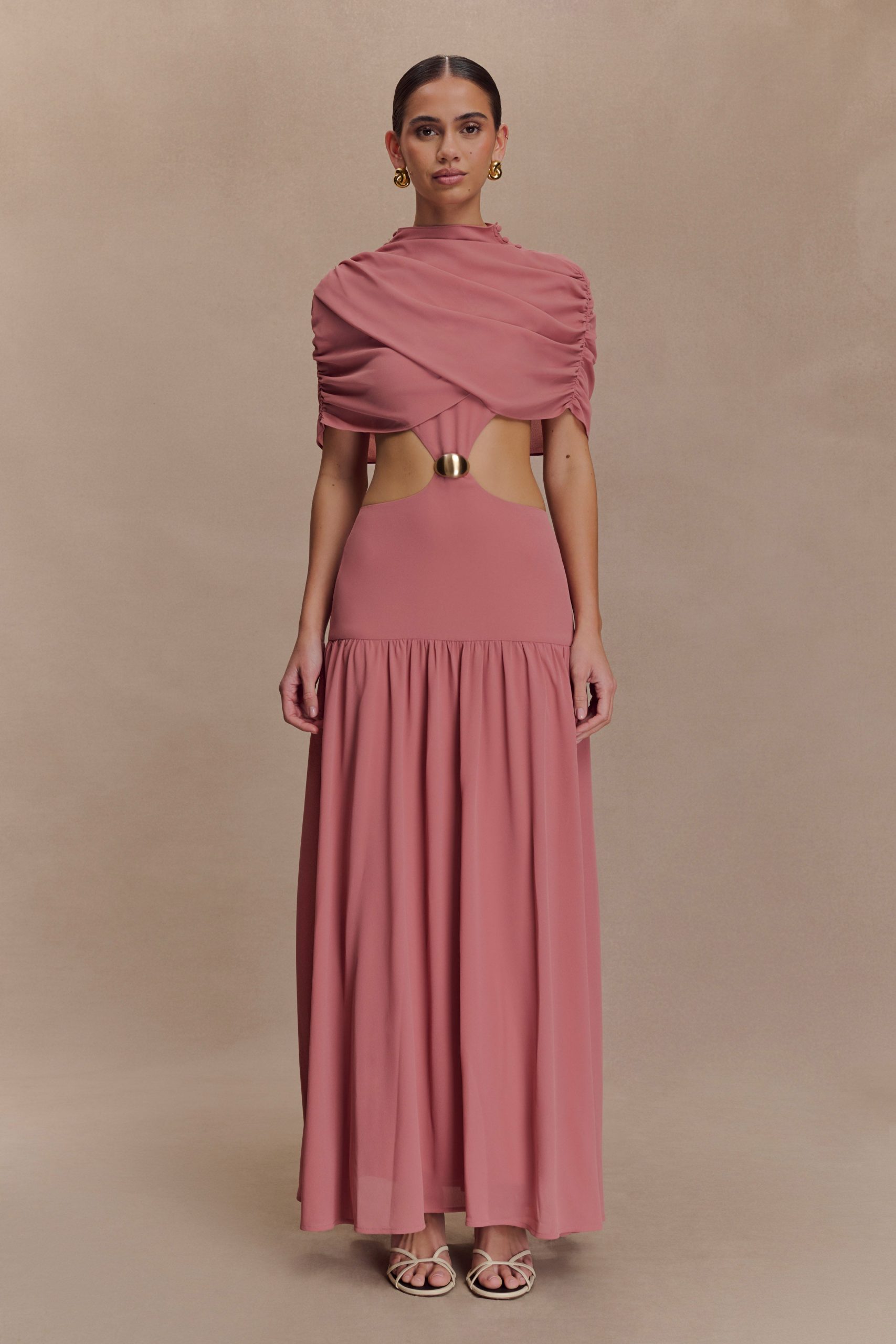 Georgina Chiffon Midi Dress - Burnt Rose - Image 4