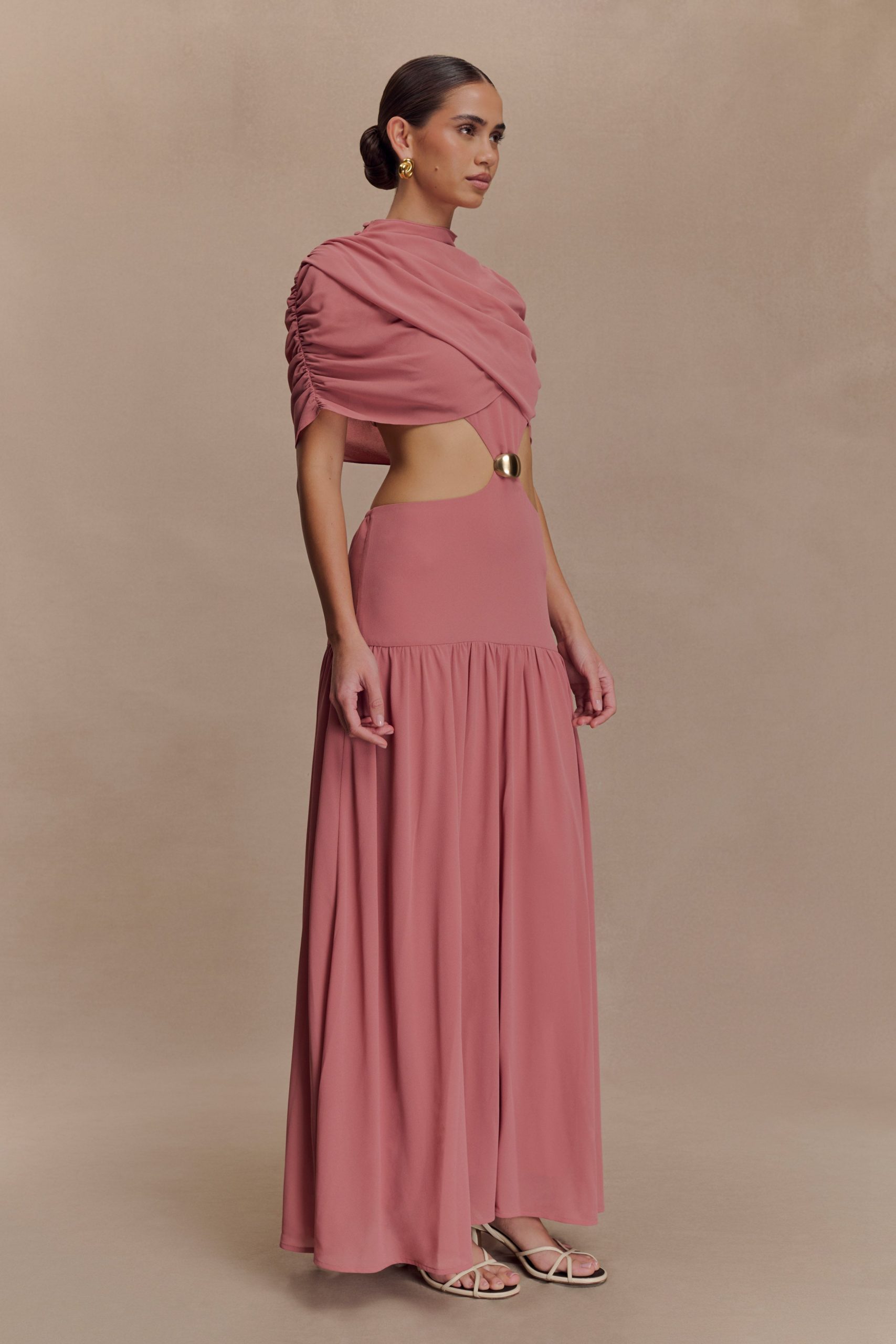 Georgina Chiffon Midi Dress - Burnt Rose - Image 7