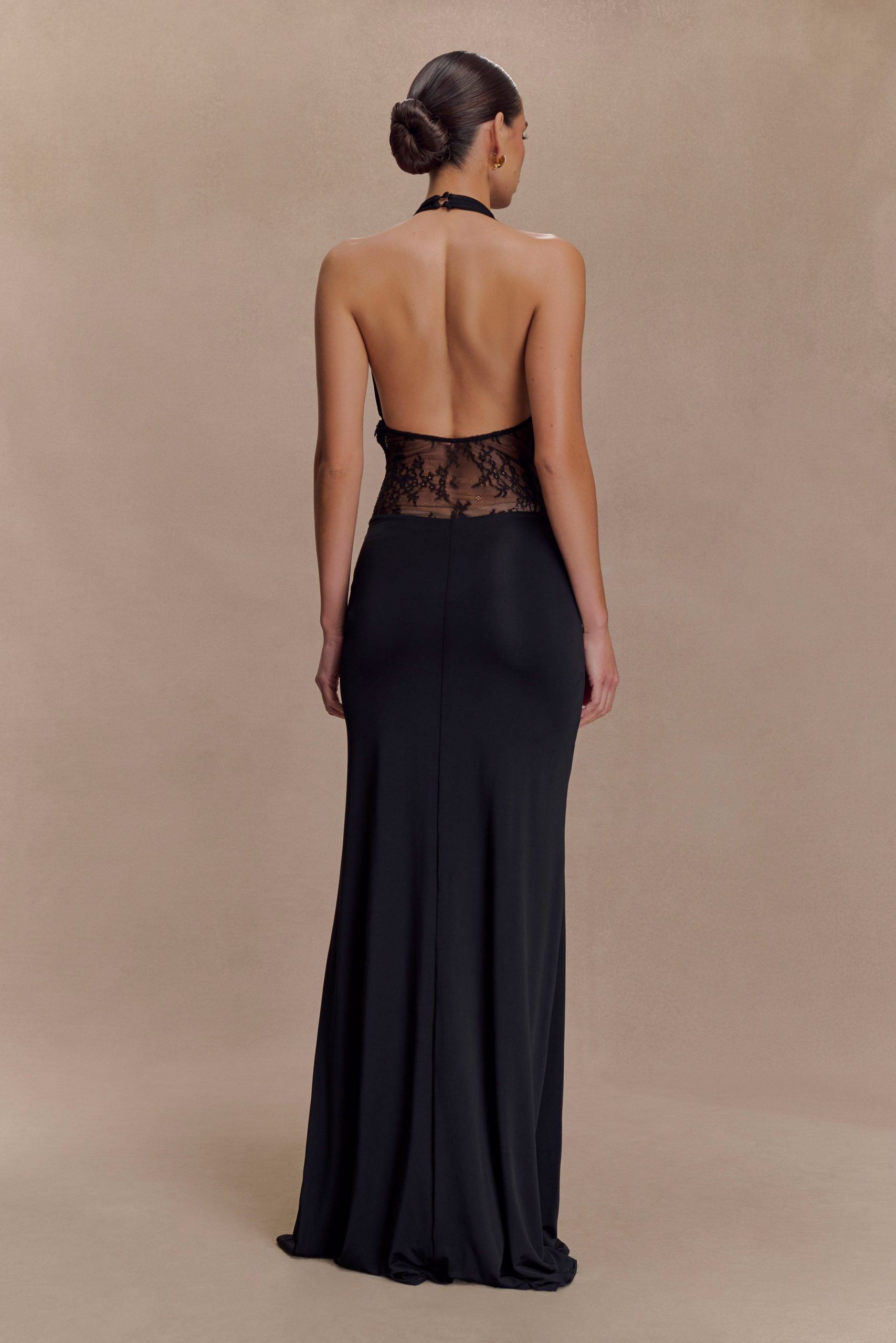 Bonnie Slinky And Lace Maxi Dress - Black - Image 2