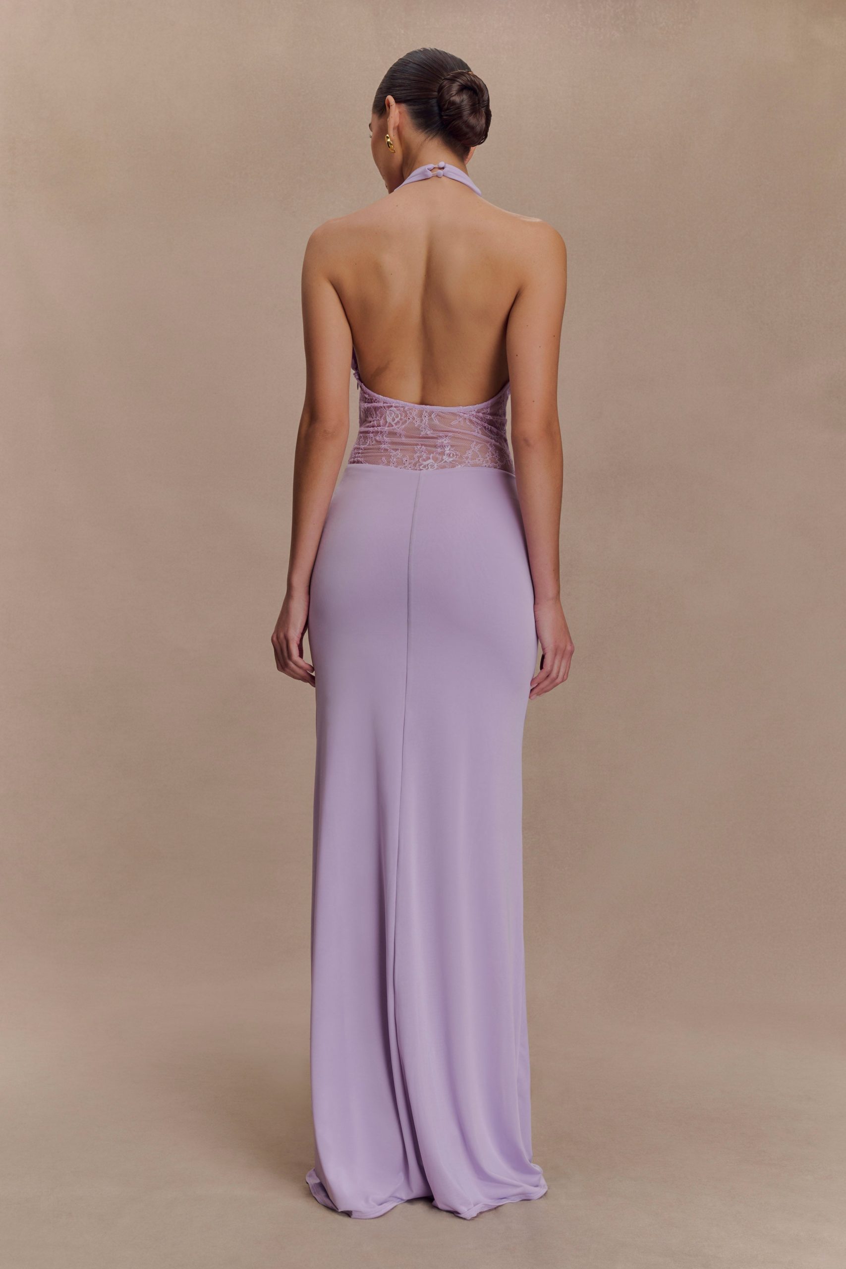 Bonnie Slinky And Lace Maxi Dress - Lilac - Image 4