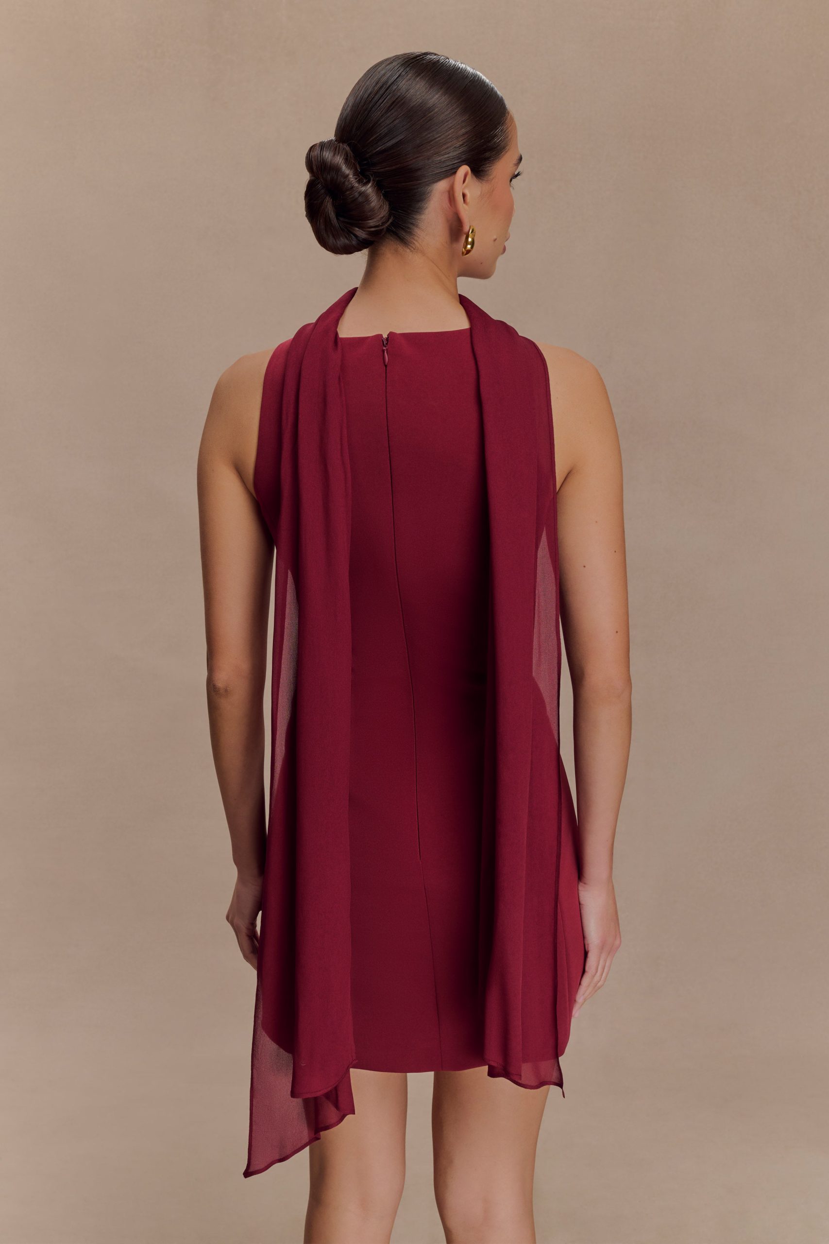 Skyler Suiting Embroidered Mini Dress - Wine - Image 2