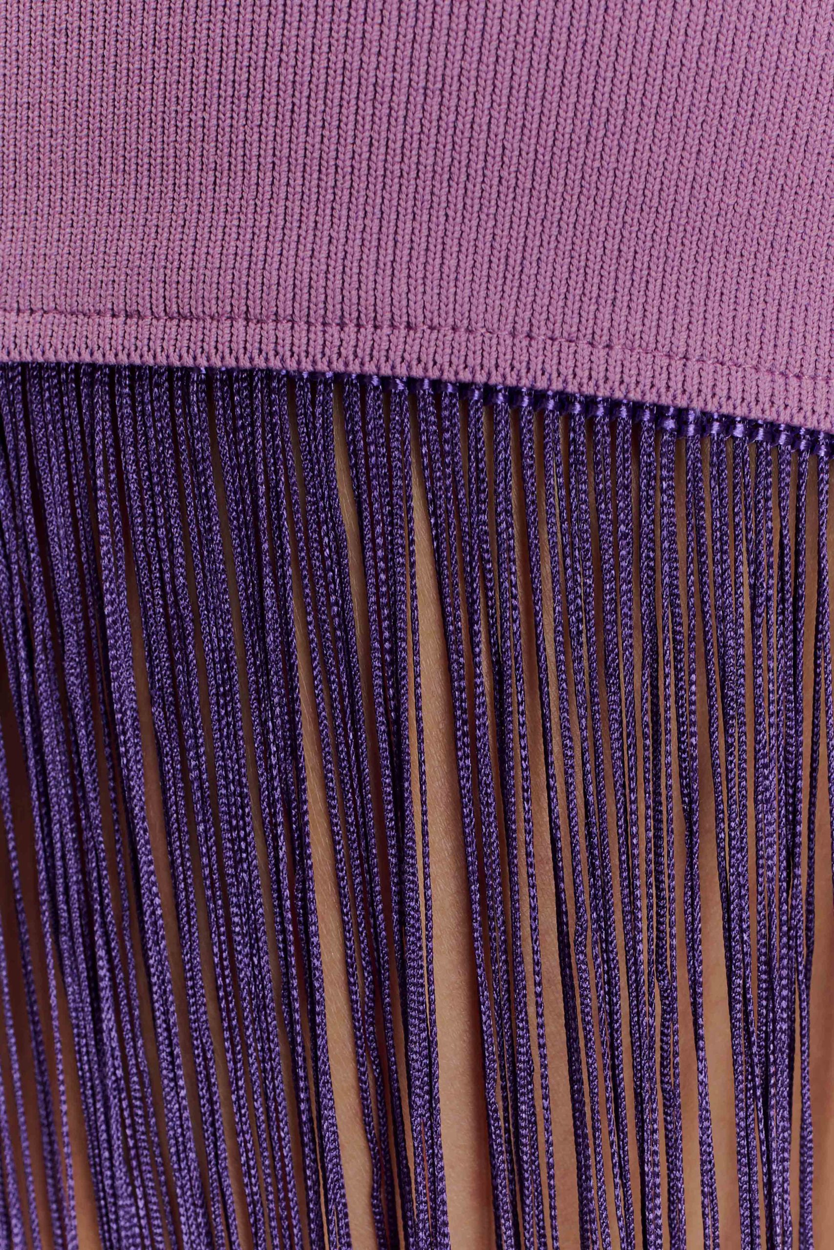 Koah Fringe Bandage Knit Maxi Dress - Purple - Image 8