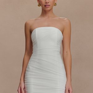Jianna Strapless Mesh Mini Dress - White