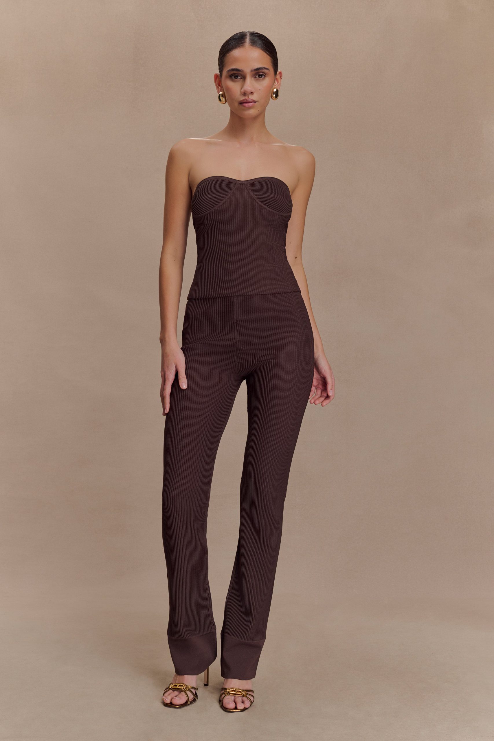 Elodie Strapless Cupped Knit Top - Chocolate - Image 6