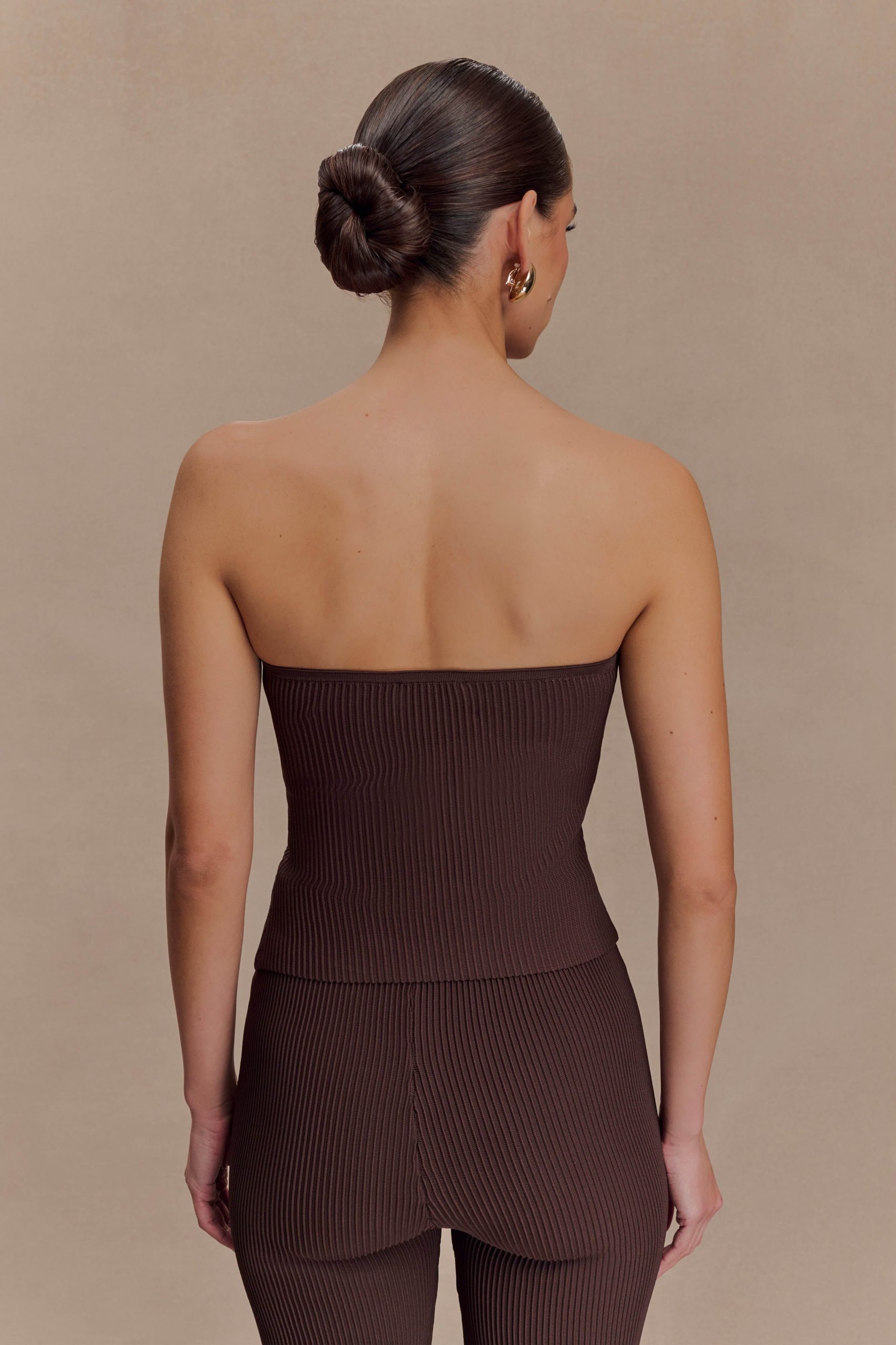 Elodie Strapless Cupped Knit Top - Chocolate - Image 2