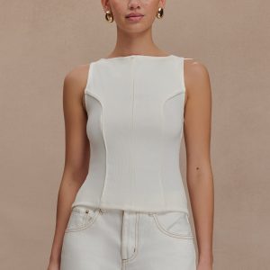 Coraline Panelled Sleeveless Top - White