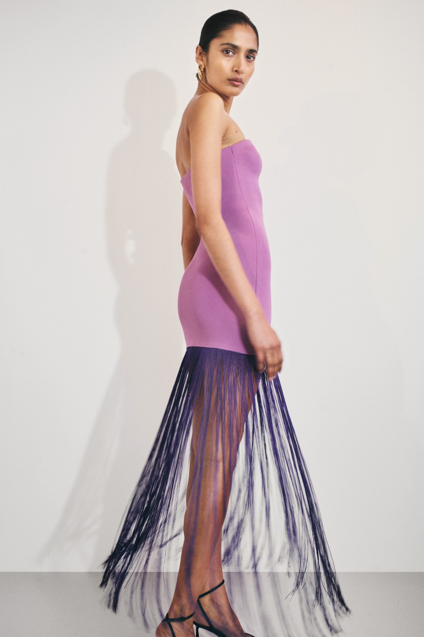 Koah Fringe Bandage Knit Maxi Dress - Purple - Image 4