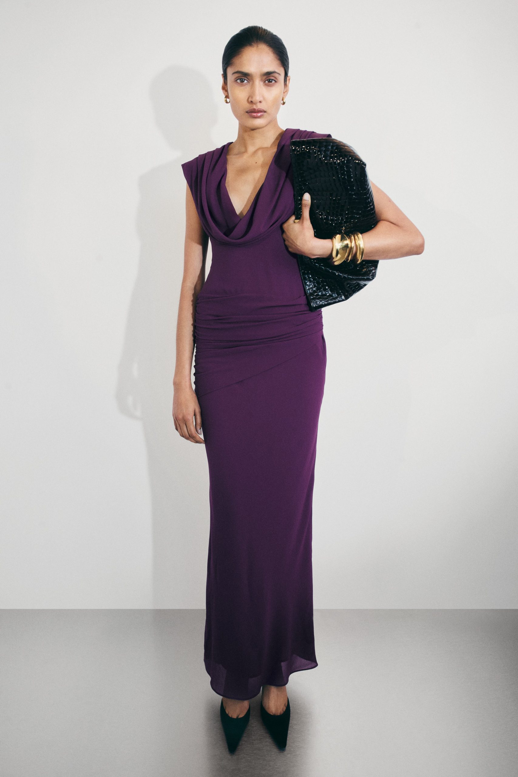 Giulia Chiffon Draped Maxi Dress - Purple - Image 7
