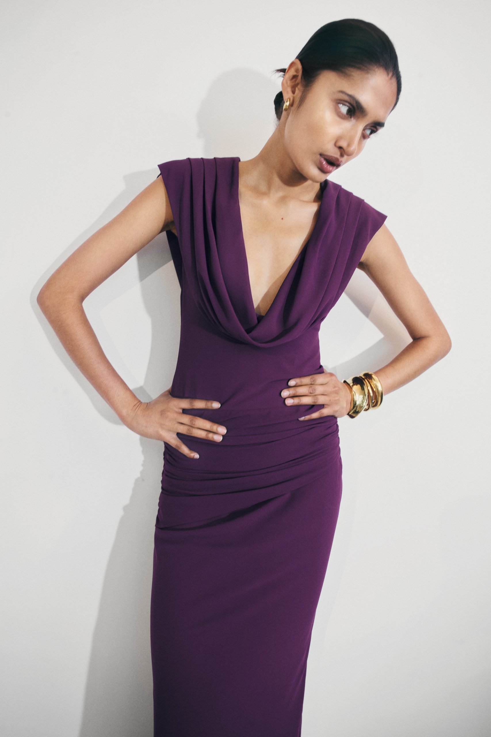 Giulia Chiffon Draped Maxi Dress - Purple - Image 6