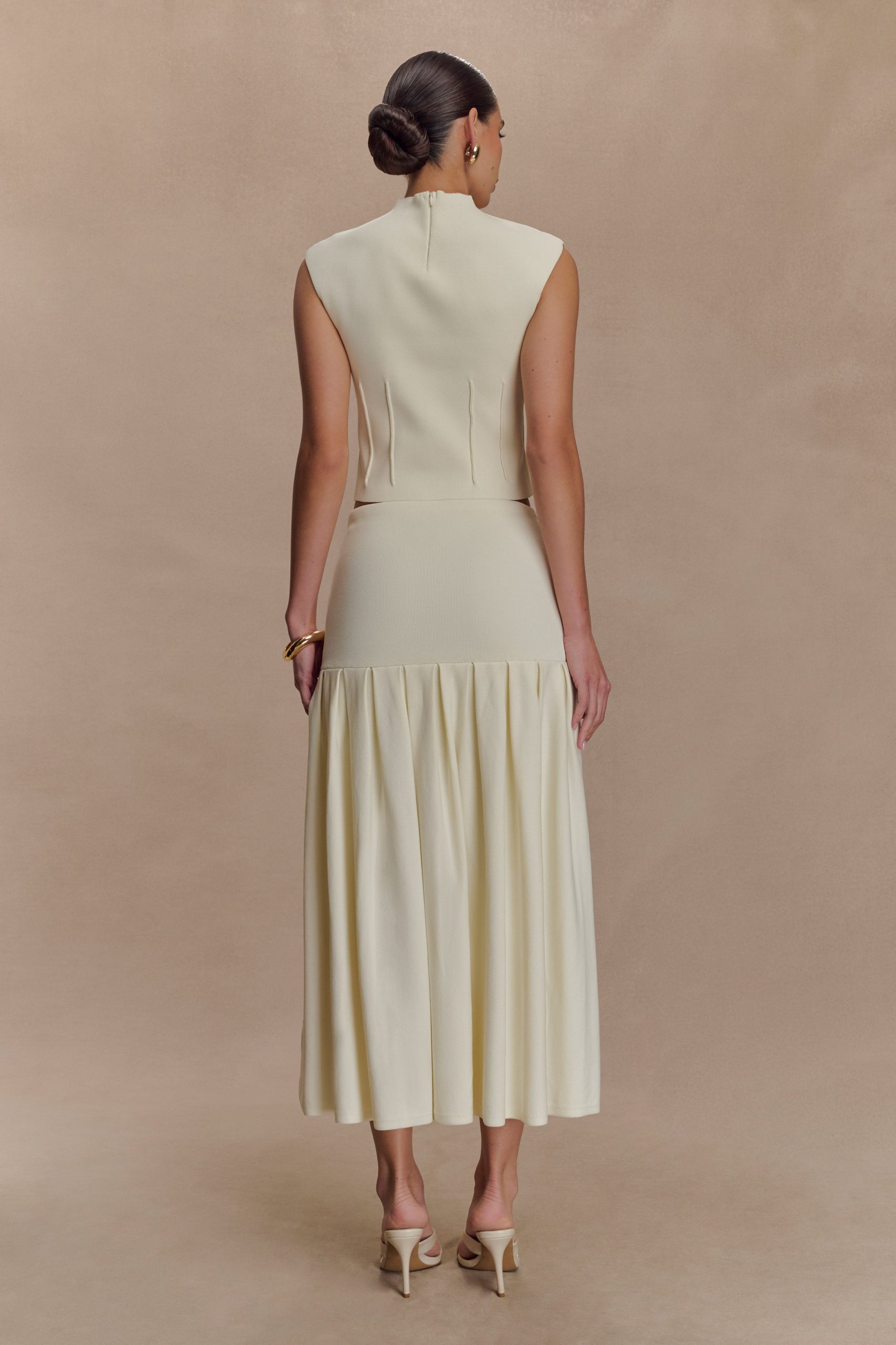 Romaine High Neck Bandage Knit Top - Ivory - Image 5