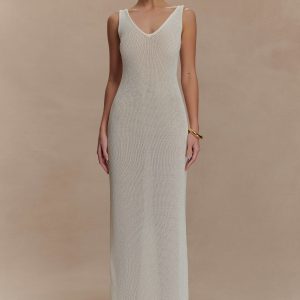 Ari Tape Yarn Knit Maxi Dress - White