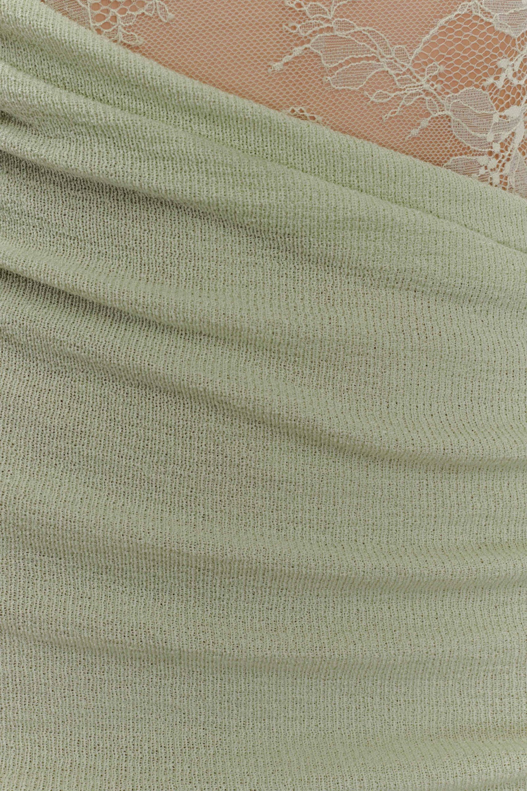Luxie Lace Knit Mini Dress - Pastel Green - Image 6