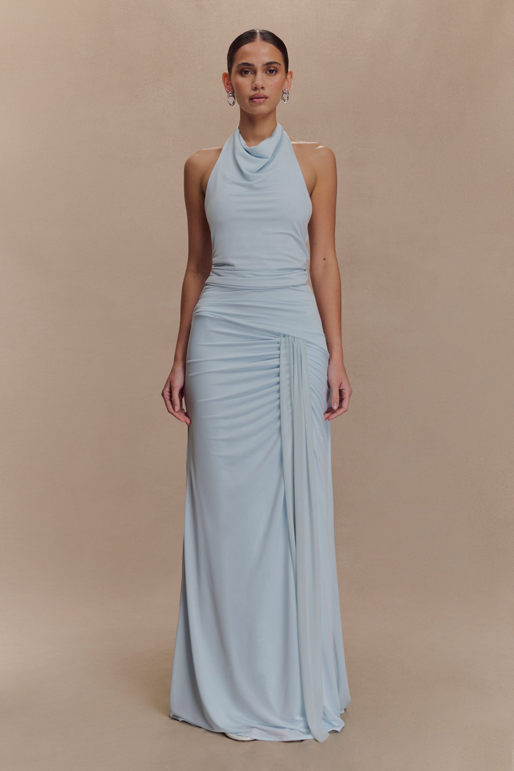 Calandra Slinky Halter Top With Hardware - Pale Blue - Image 5