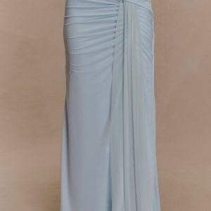 Calandra Slinky Maxi Skirt - Pale Blue