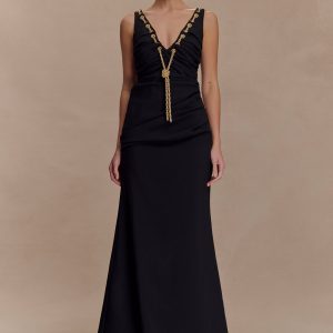 Axton Low Neck Maxi Dress - Black