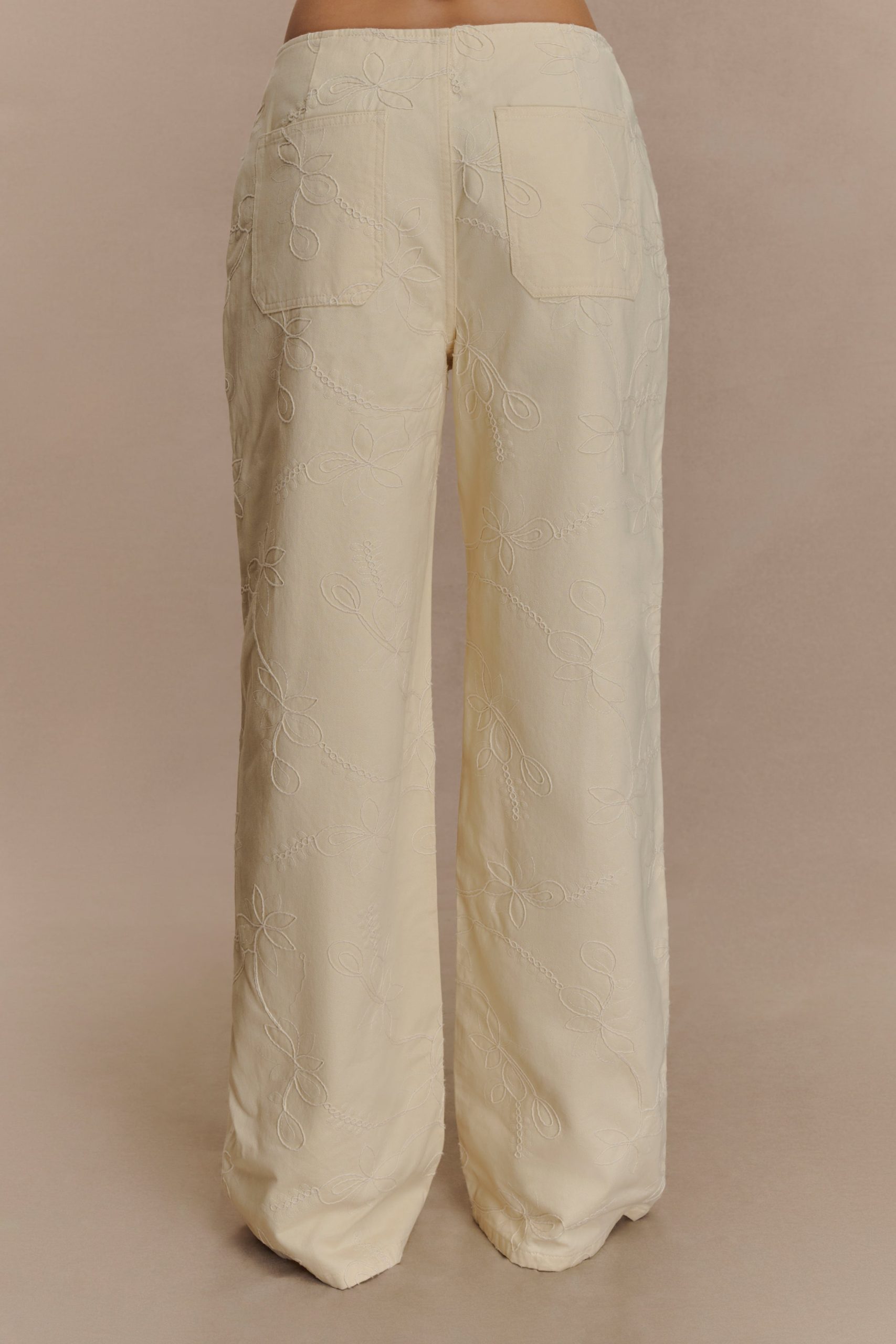 Ebony Embroidered Denim Jeans - Cream - Image 2