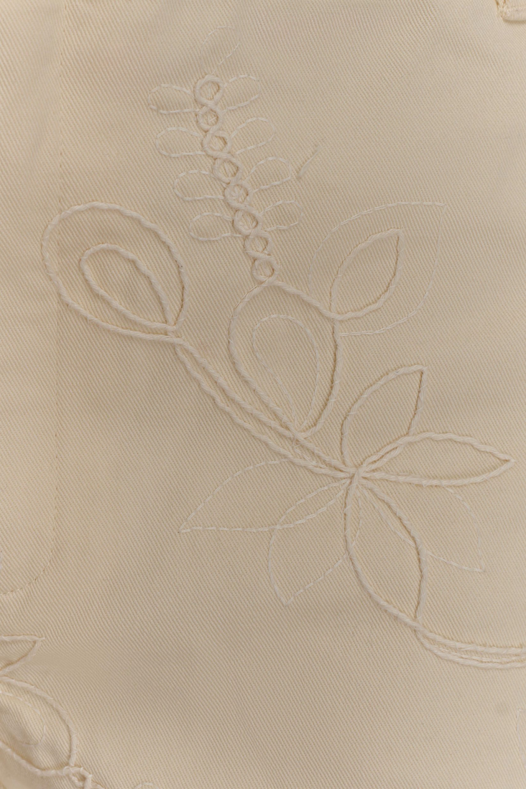 Ebony Embroidered Denim Corset - Cream - Image 6