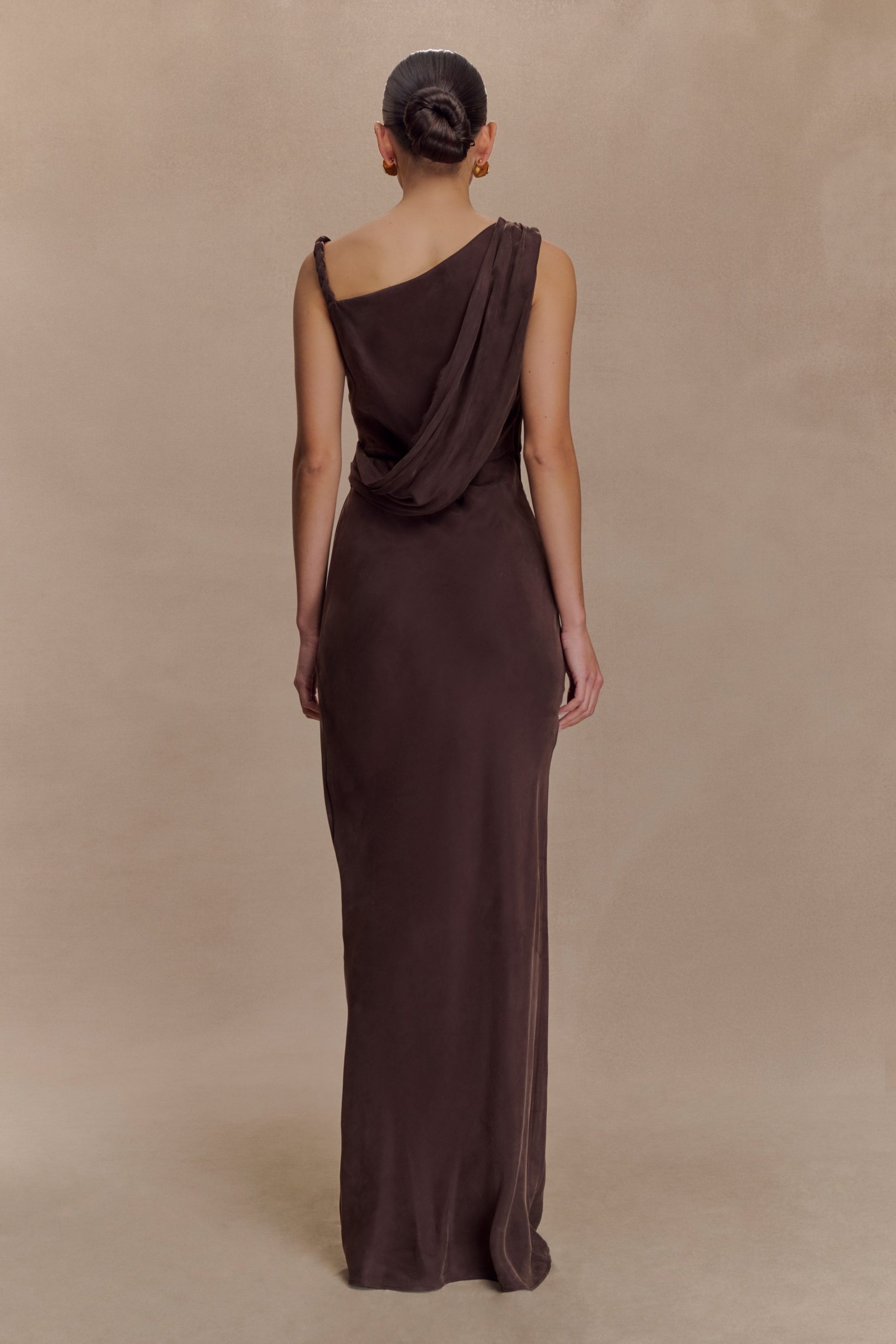 Lorieanne Draped Maxi Dress - Dark Chocolate - Image 2