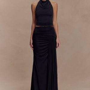 Calandra Slinky Maxi Skirt - Black