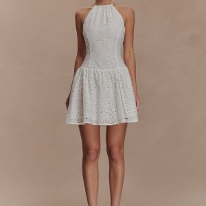 Carlina Broderie Mini Dress - White