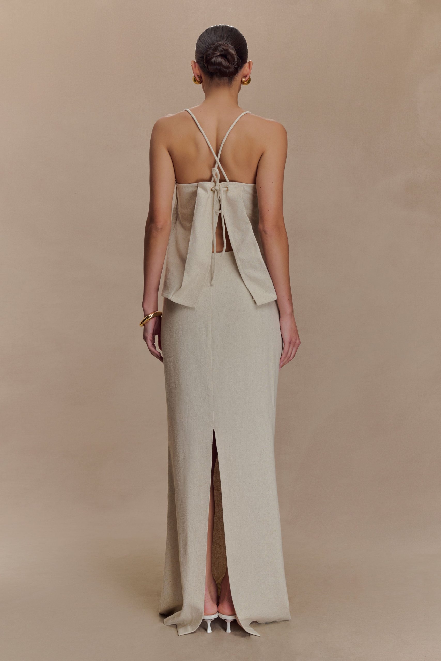 Casey Linen Corded Embroidered Linen Top - Natural - Image 7