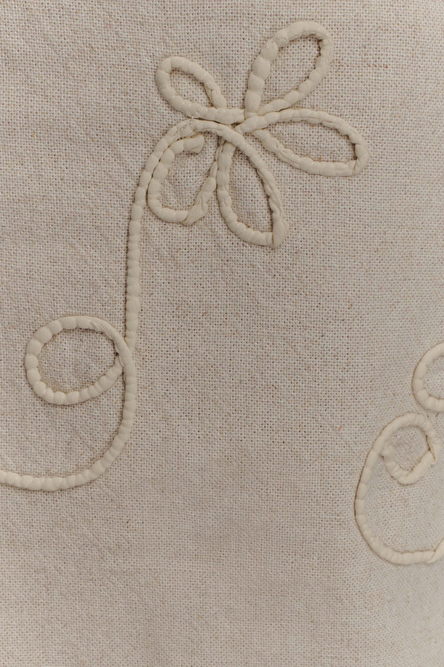 Casey Linen Corded Embroidered Linen Top - Natural - Image 9