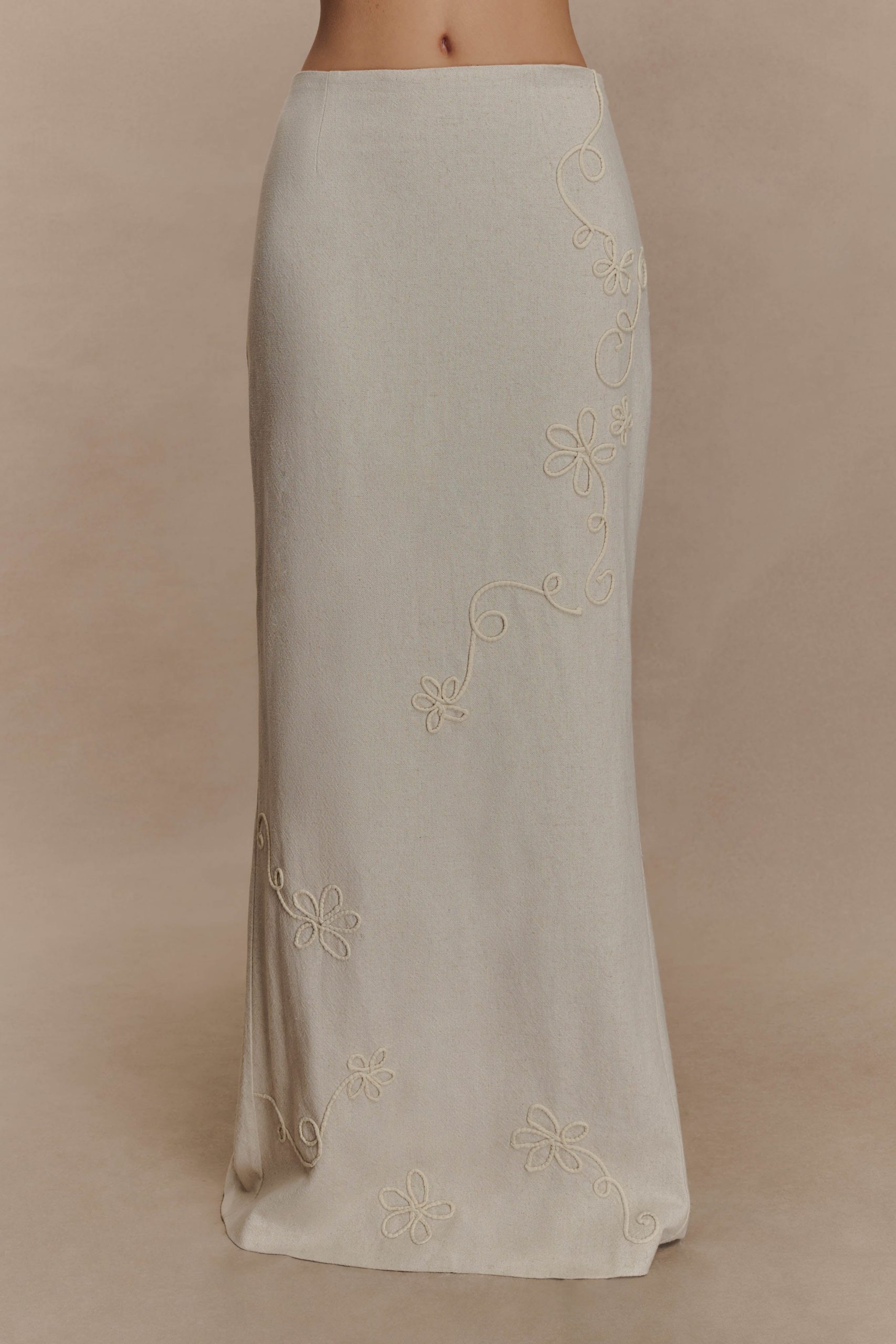 Casey Linen Embroidered Maxi Skirt - Natural - Image 2