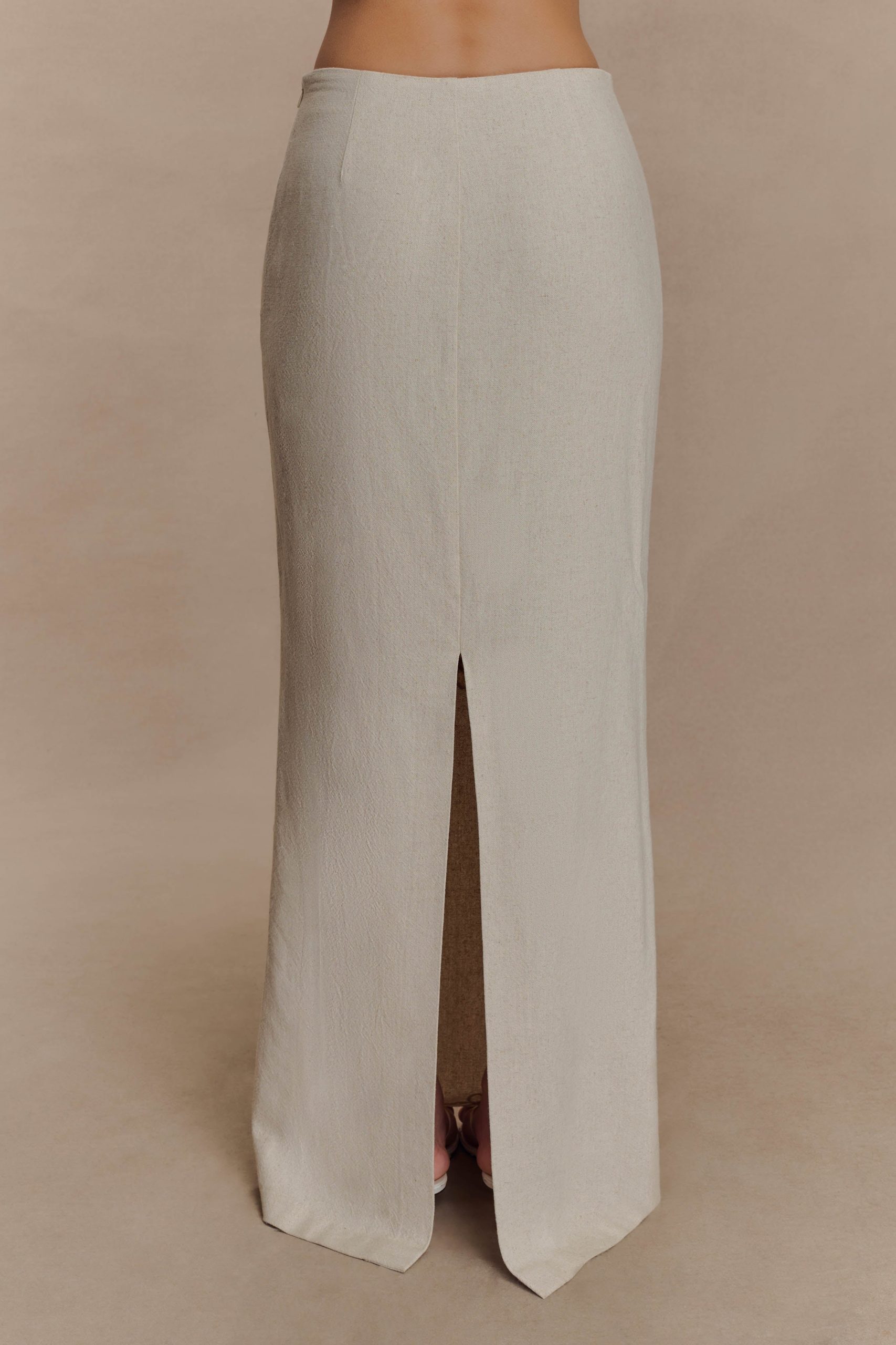 Casey Linen Embroidered Maxi Skirt - Natural - Image 3